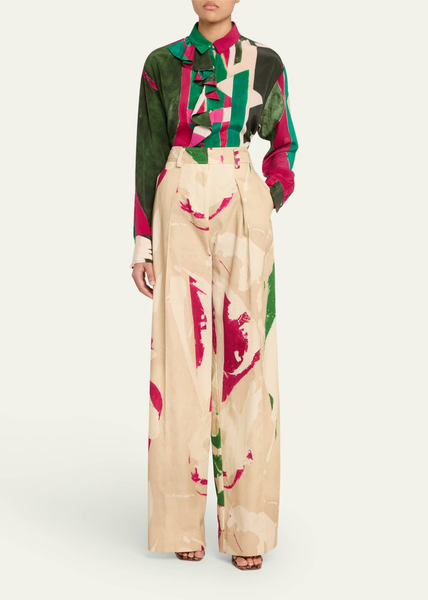 Ulla Johnson UJ x Lee Krasner Study Abstract Ruffle Blouse Image 2 of 5