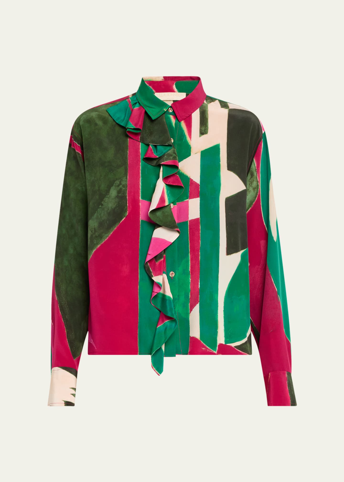 Ulla Johnson UJ x Lee Krasner Study Abstract Ruffle Blouse Image 1 of 5
