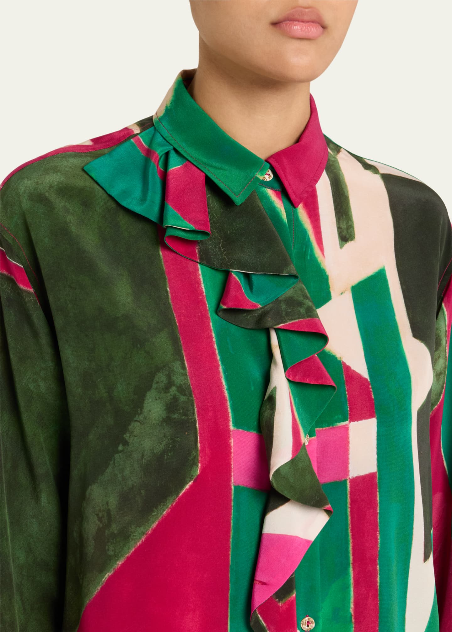 Ulla Johnson UJ x Lee Krasner Study Abstract Ruffle Blouse Image 5 of 5