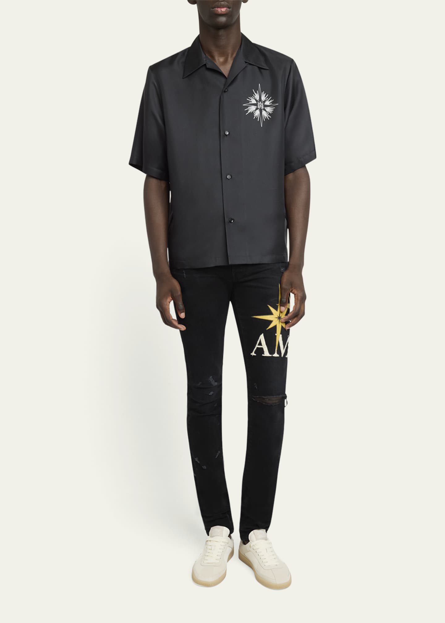 Amiri Men's Starburst Satin Camp Shirt - Bergdorf Goodman