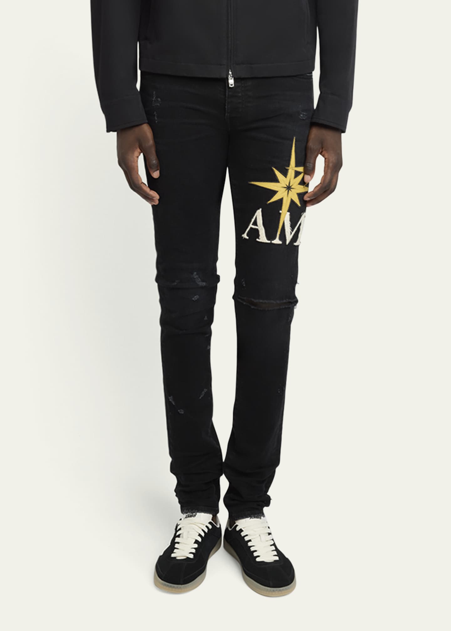 Amiri Men's Starburst Applique Skinny Jeans Image 2 of 5