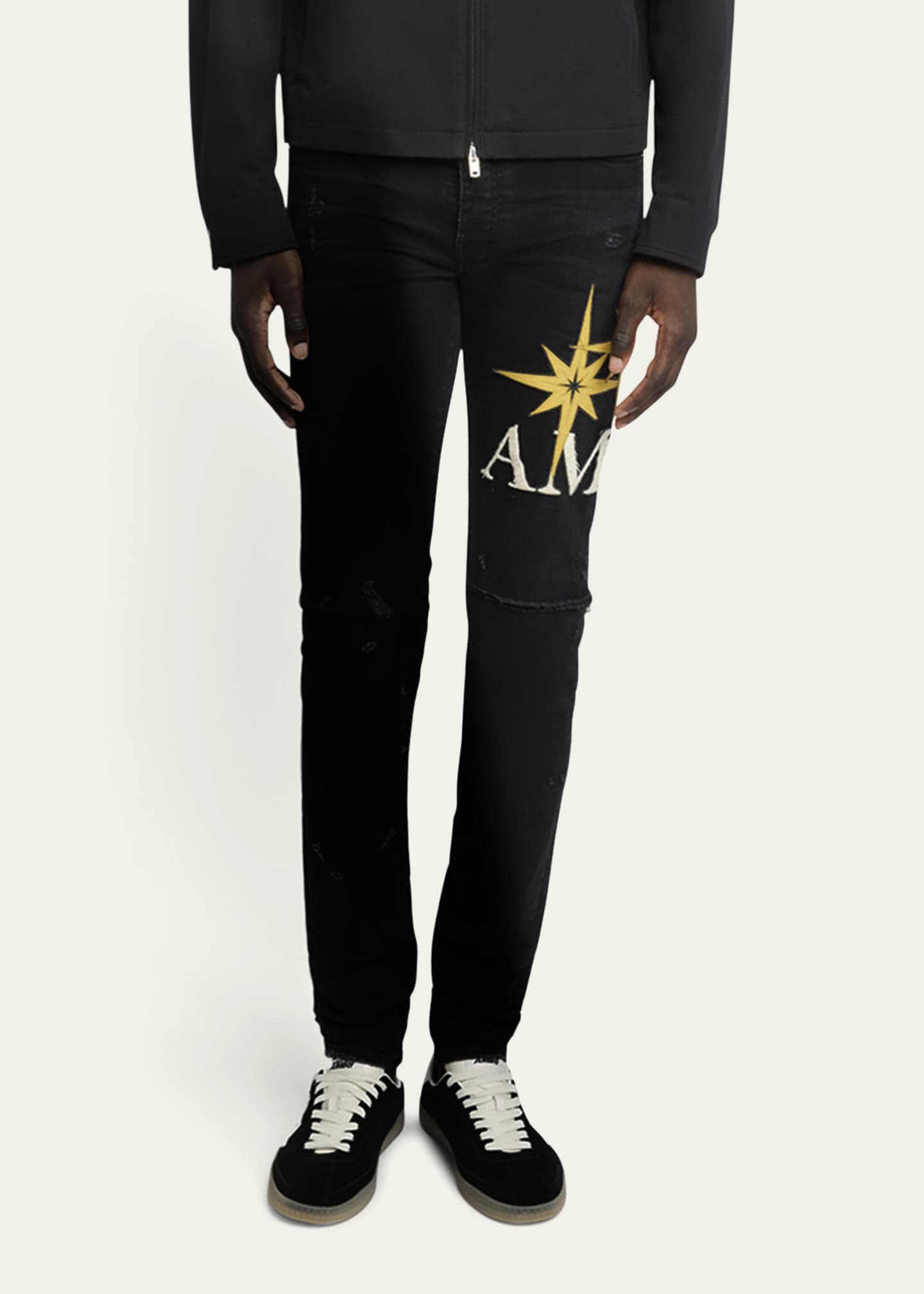 Amiri Men's Starburst Applique Skinny Jeans Image 4 of 5