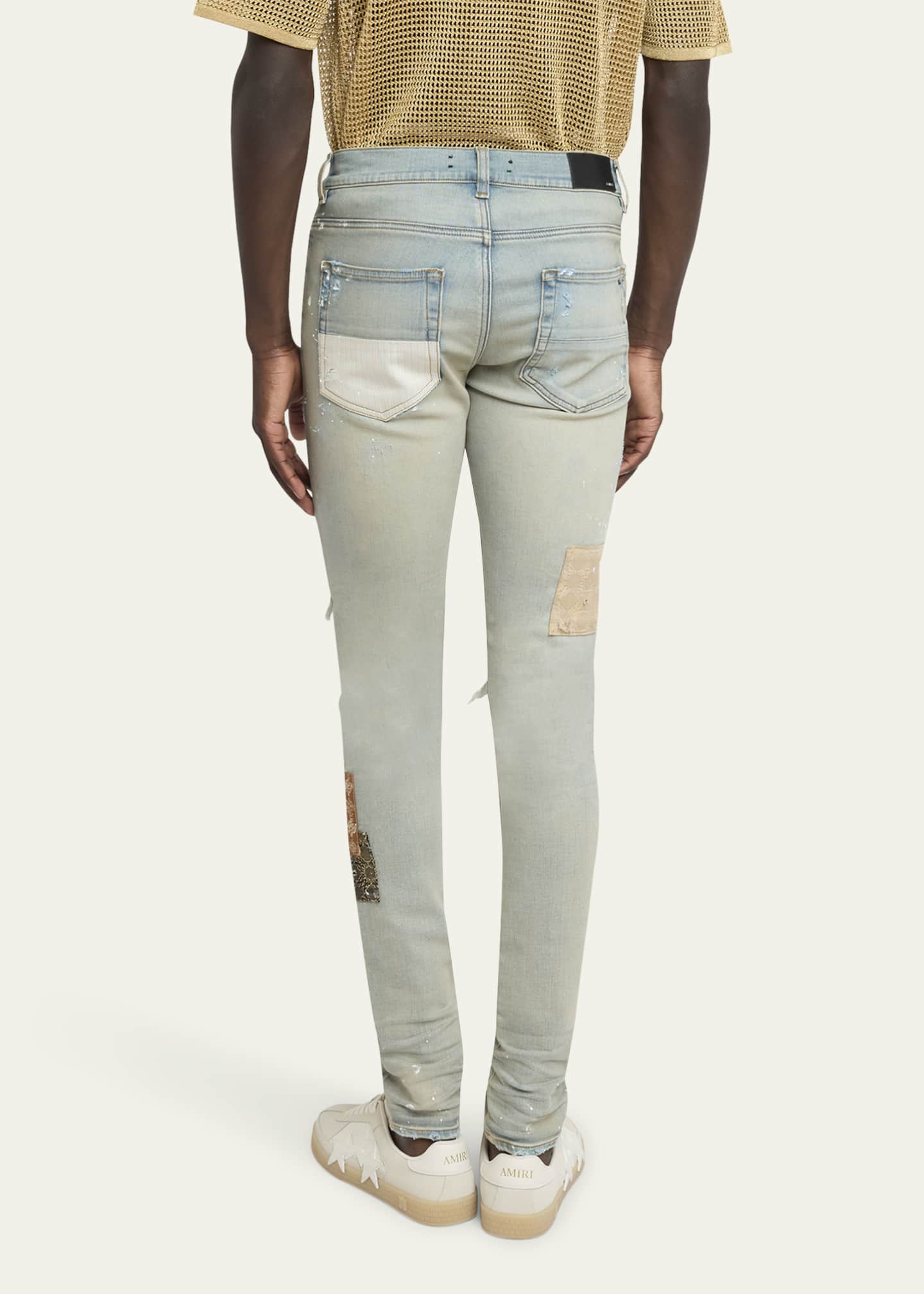 Amiri Men's MA Quad Art Patch Skinny Jeans - Bergdorf Goodman Amiri Men's MA Quad Art Patch Skinny Jeans - Bergdorf Goodman