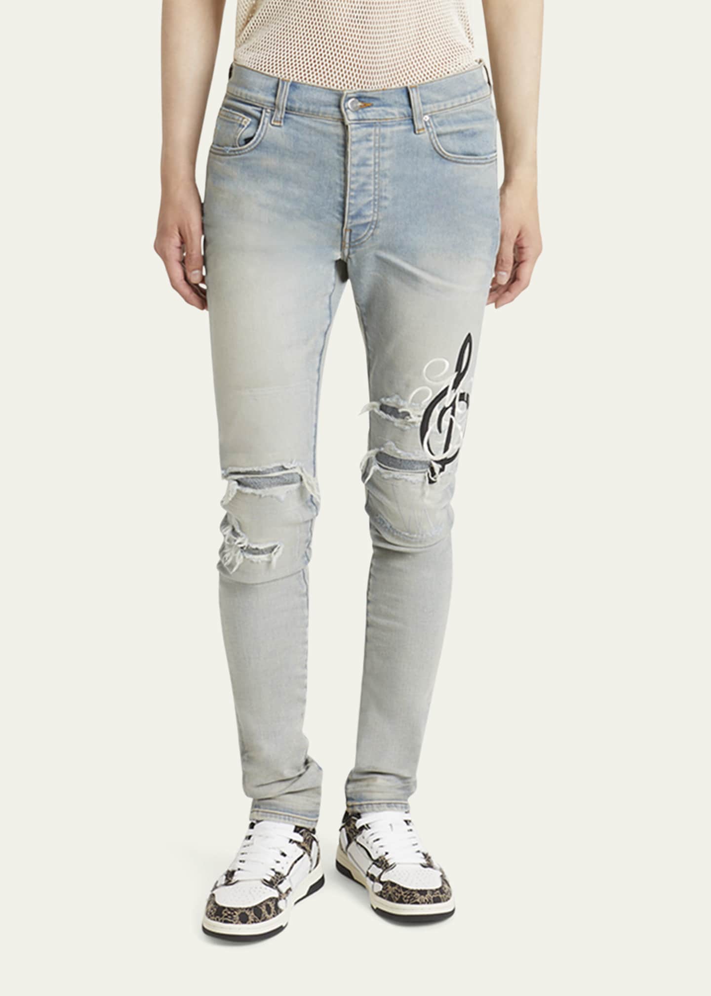 Amiri Men's MA Music Note Skinny Jeans Image 4 of 5