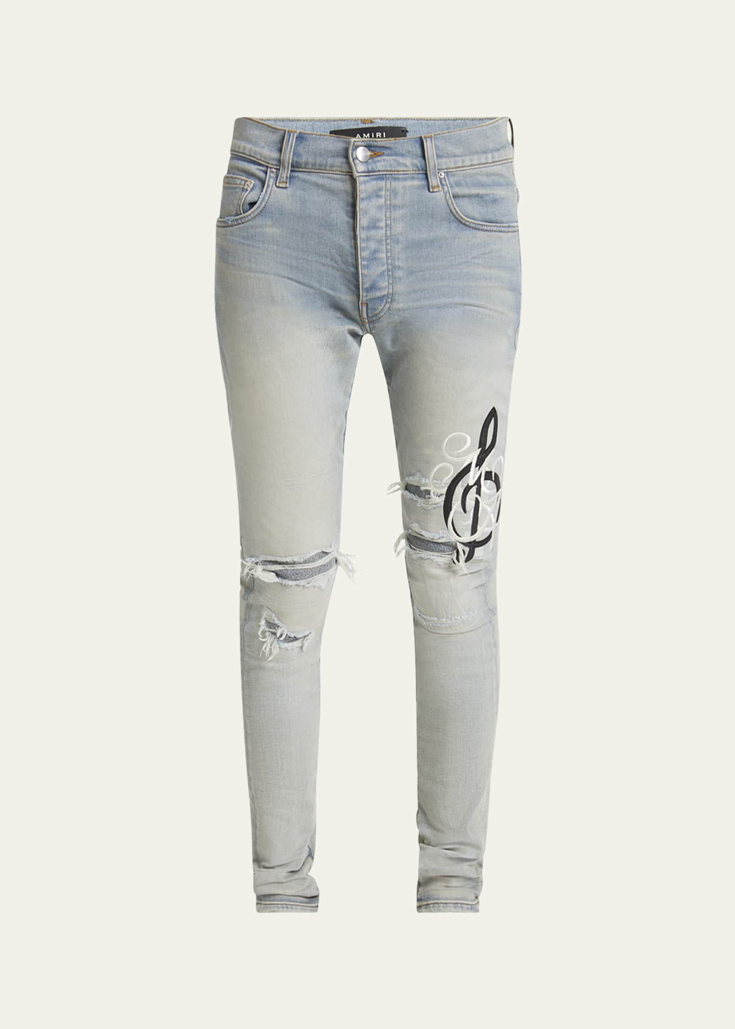 Amiri Men's MA Music Note Skinny Jeans Image 1 of 5