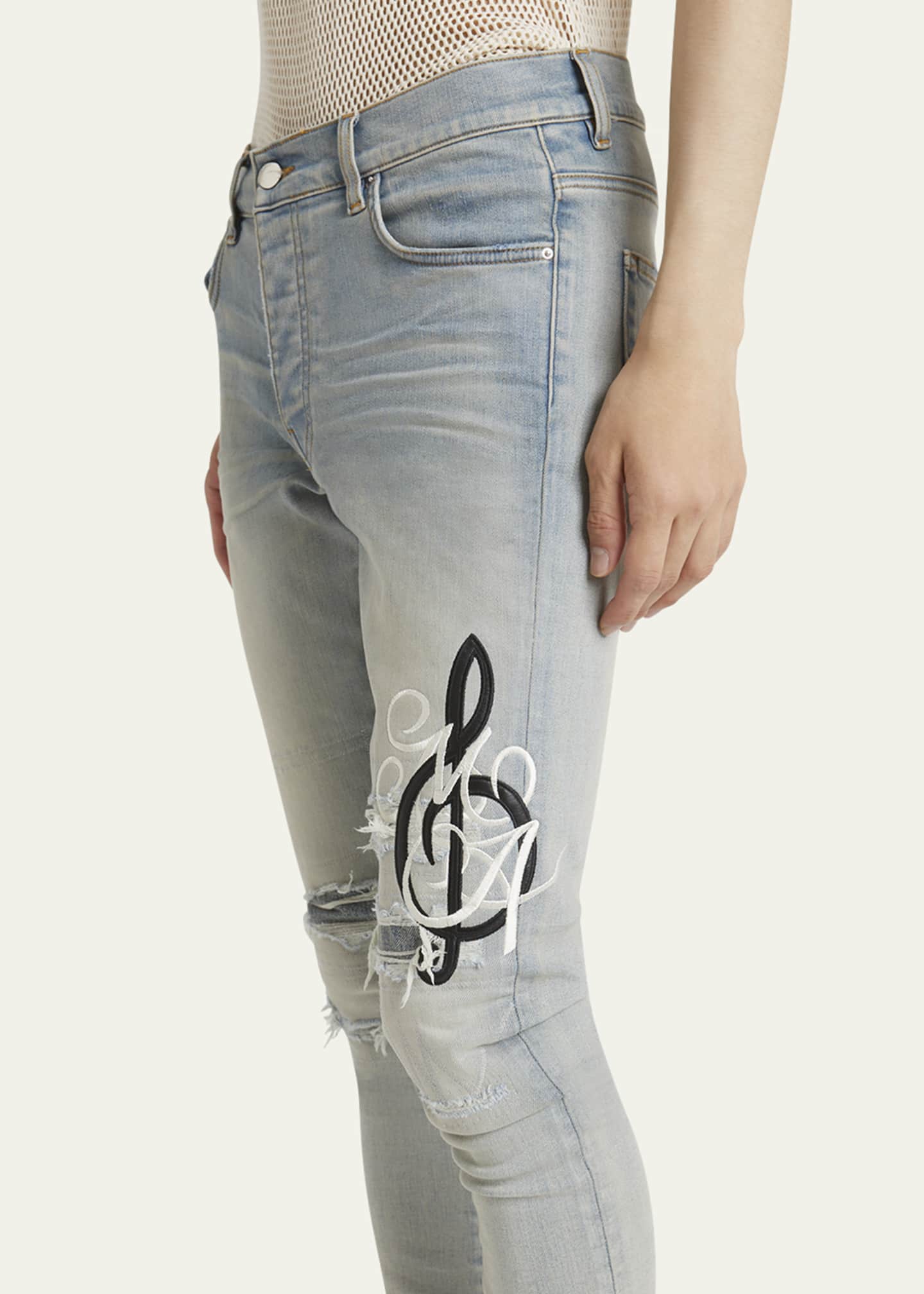 Amiri Men's MA Music Note Skinny Jeans Image 5 of 5