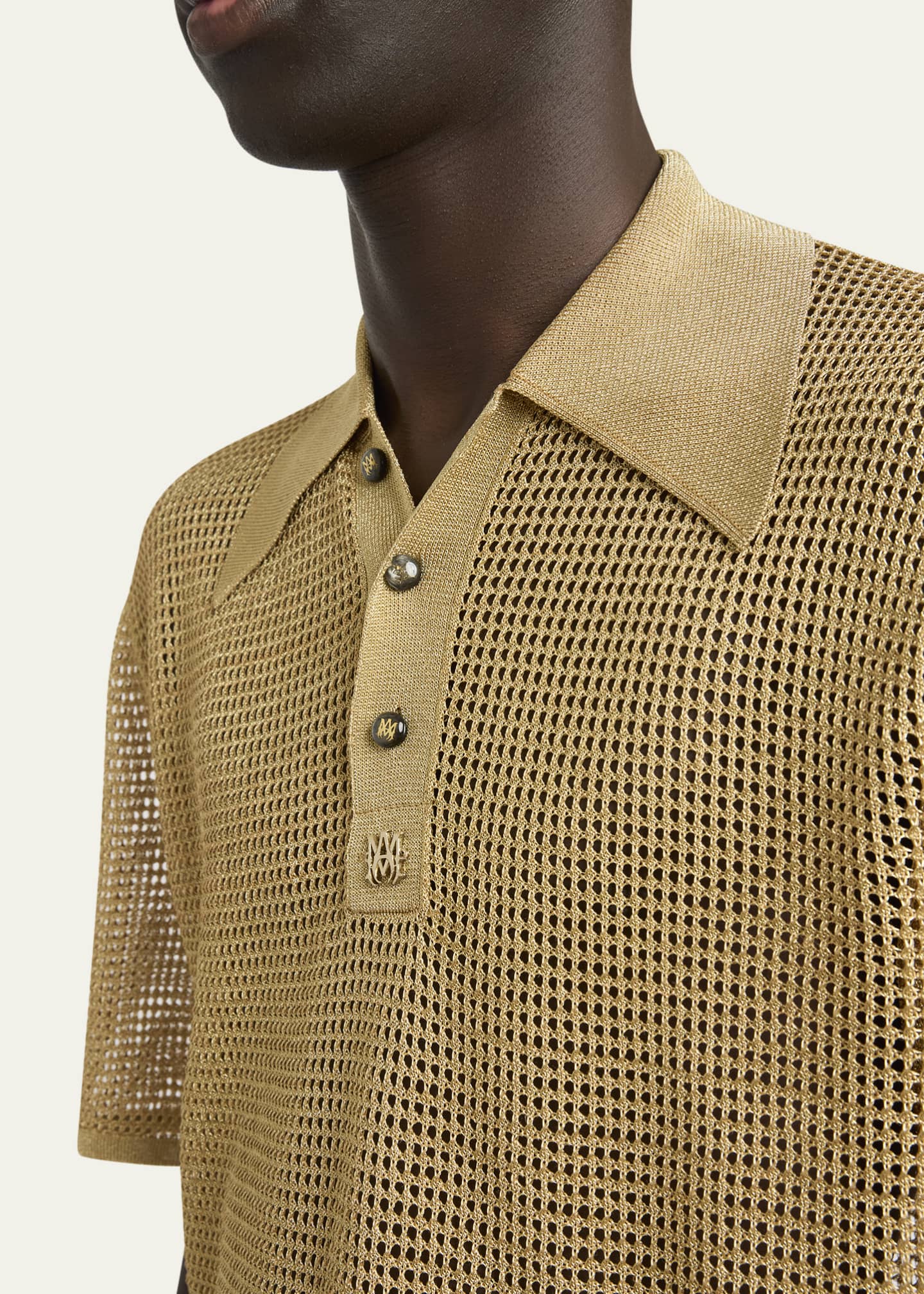 Amiri Men's Lurex Mesh Polo Shirt Image 5 of 5