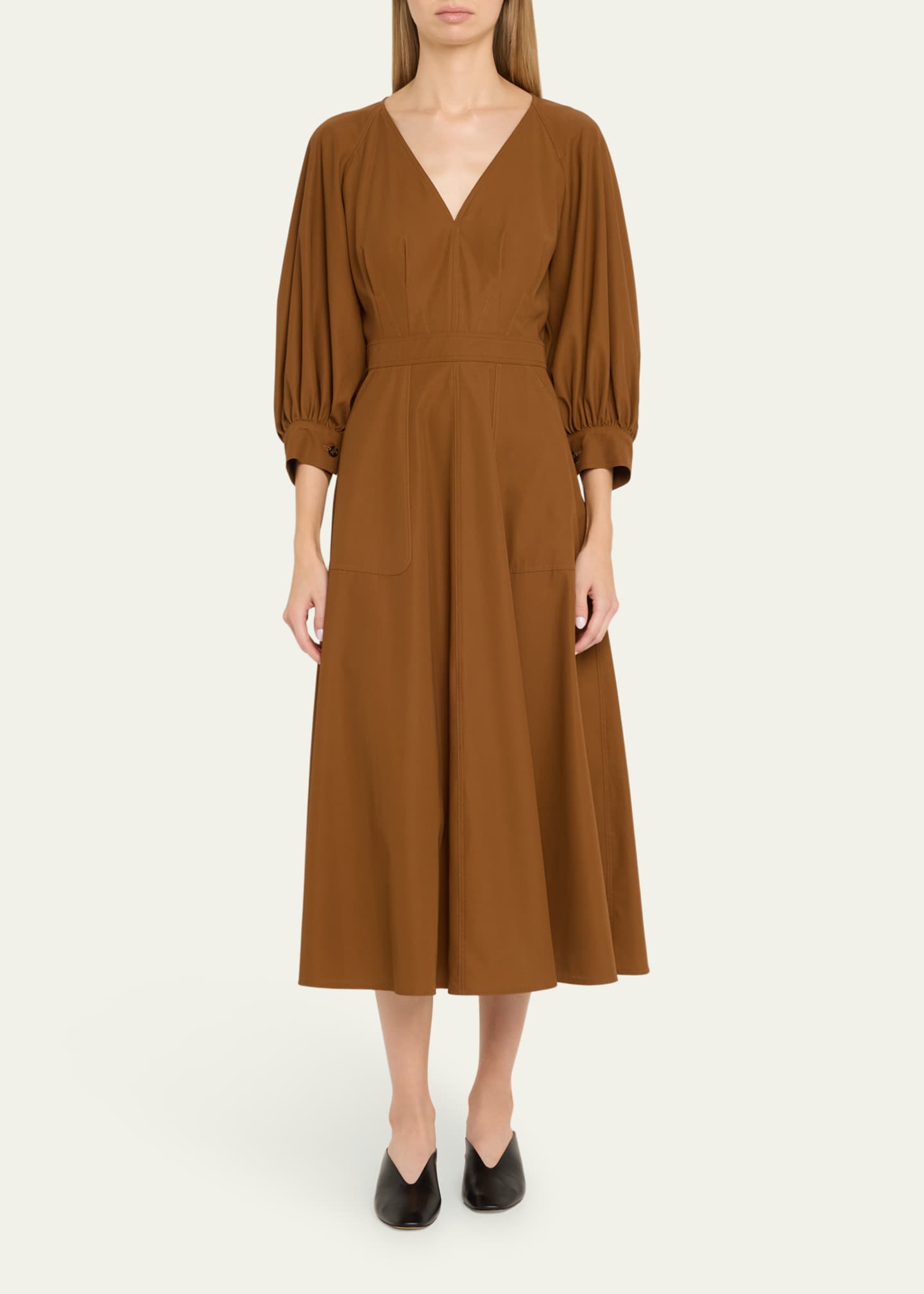 Max Mara Pedaggi Pleated Front Midi Dress Image 2 of 5