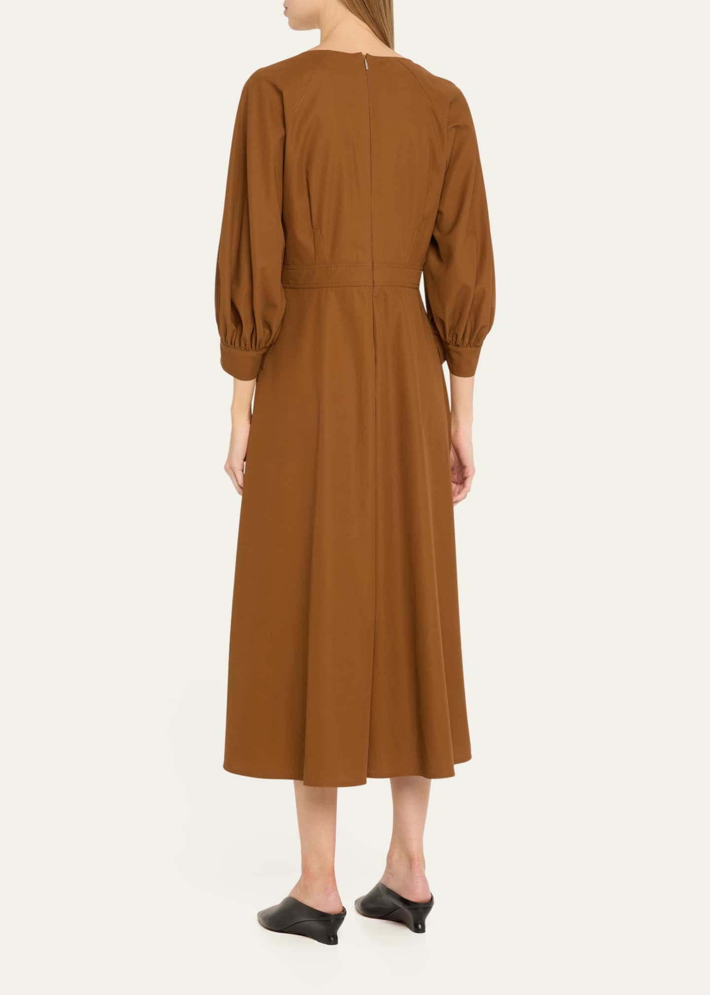 Max Mara Pedaggi Pleated Front Midi Dress Image 3 of 5