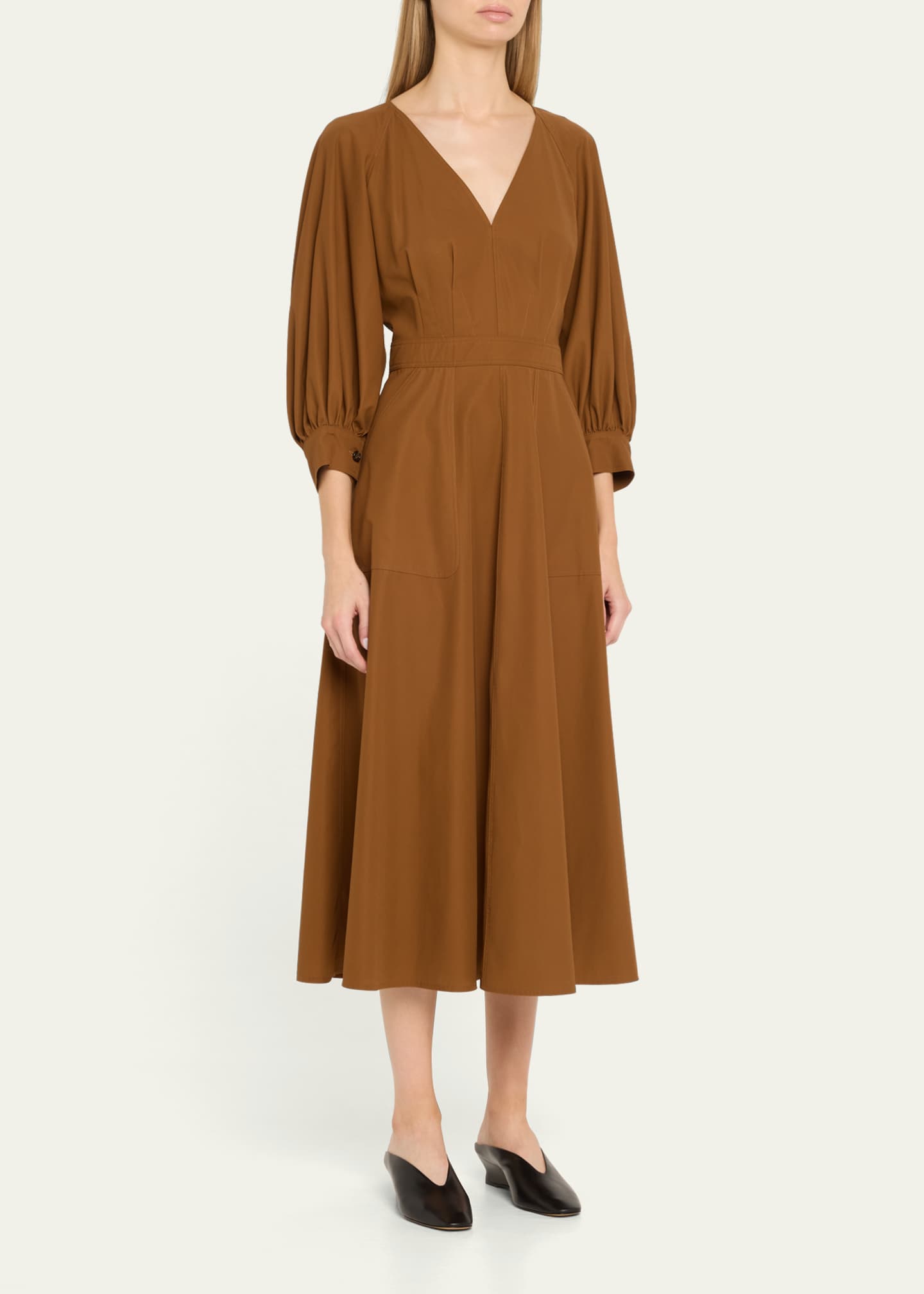 Max Mara Pedaggi Pleated Front Midi Dress Image 4 of 5
