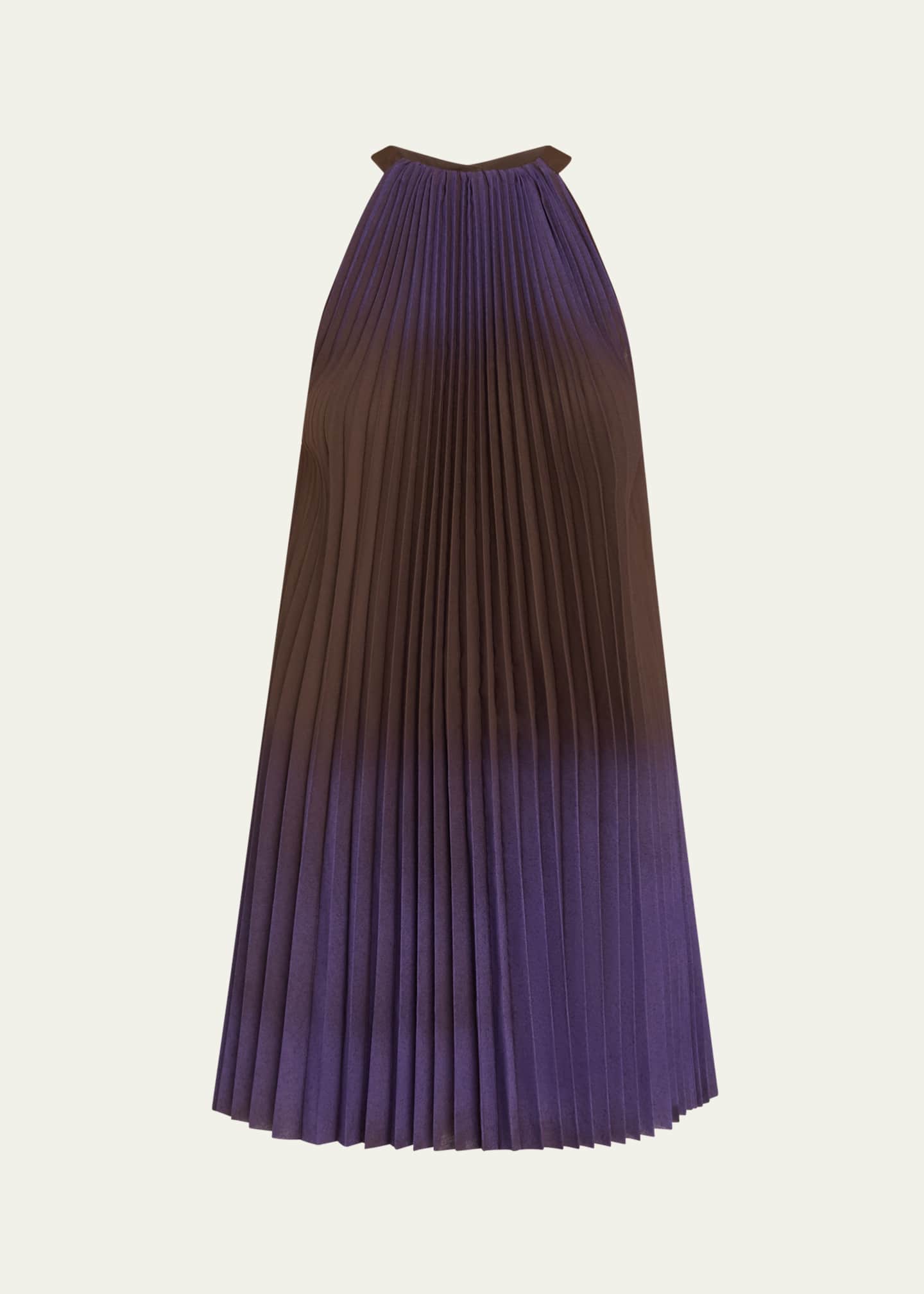 Max Mara Cellula Ombre Sunburst Pleated Mini Dress Image 1 of 5