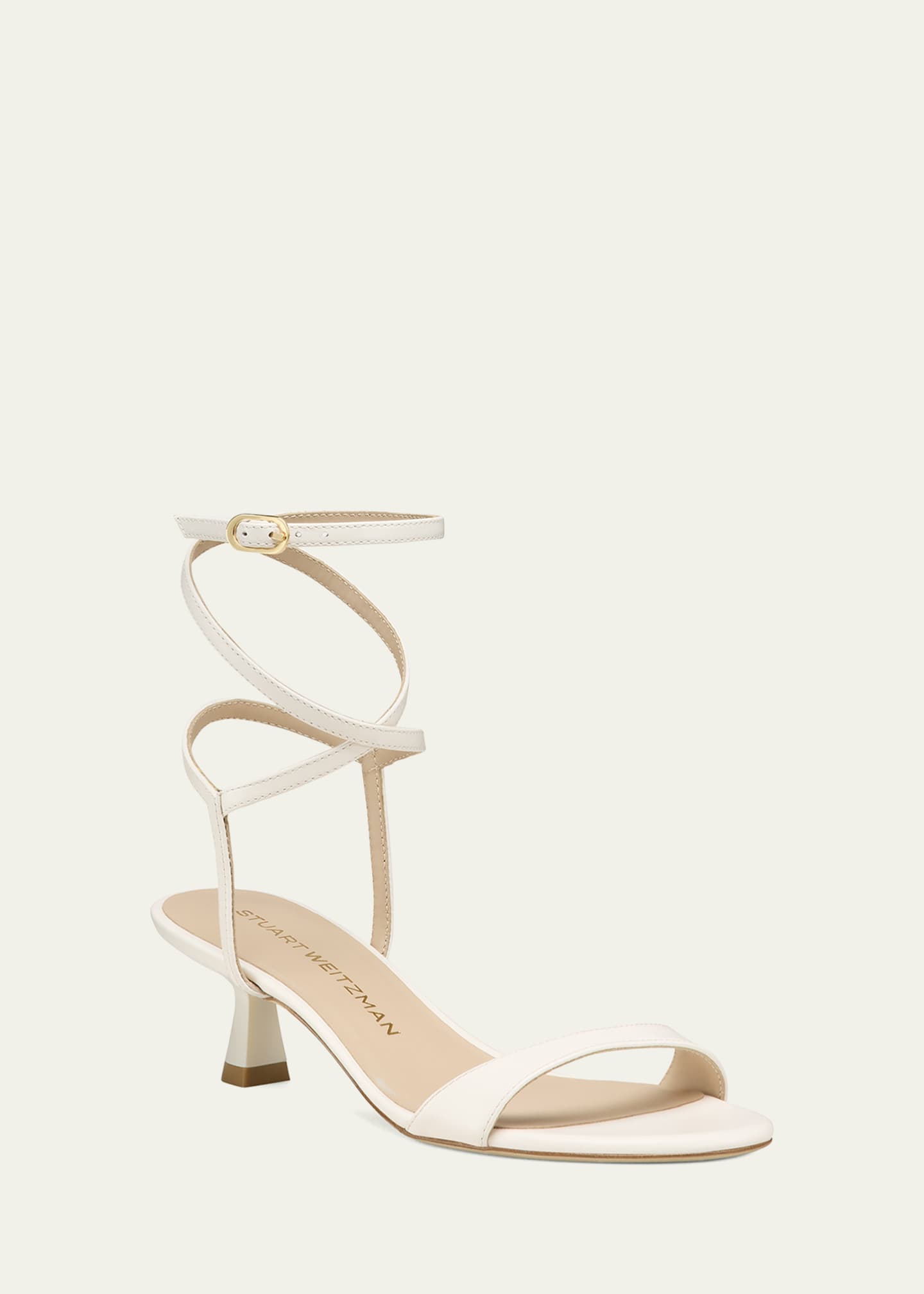 Stuart Weitzman Nudist Leather Ankle-Wrap Sandals Image 3 of 6