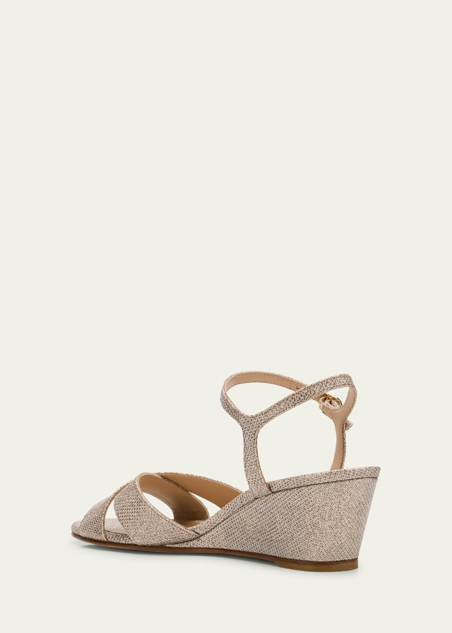 Stuart Weitzman Dayna Metallic Crisscross Wedge Sandals Image 4 of 6