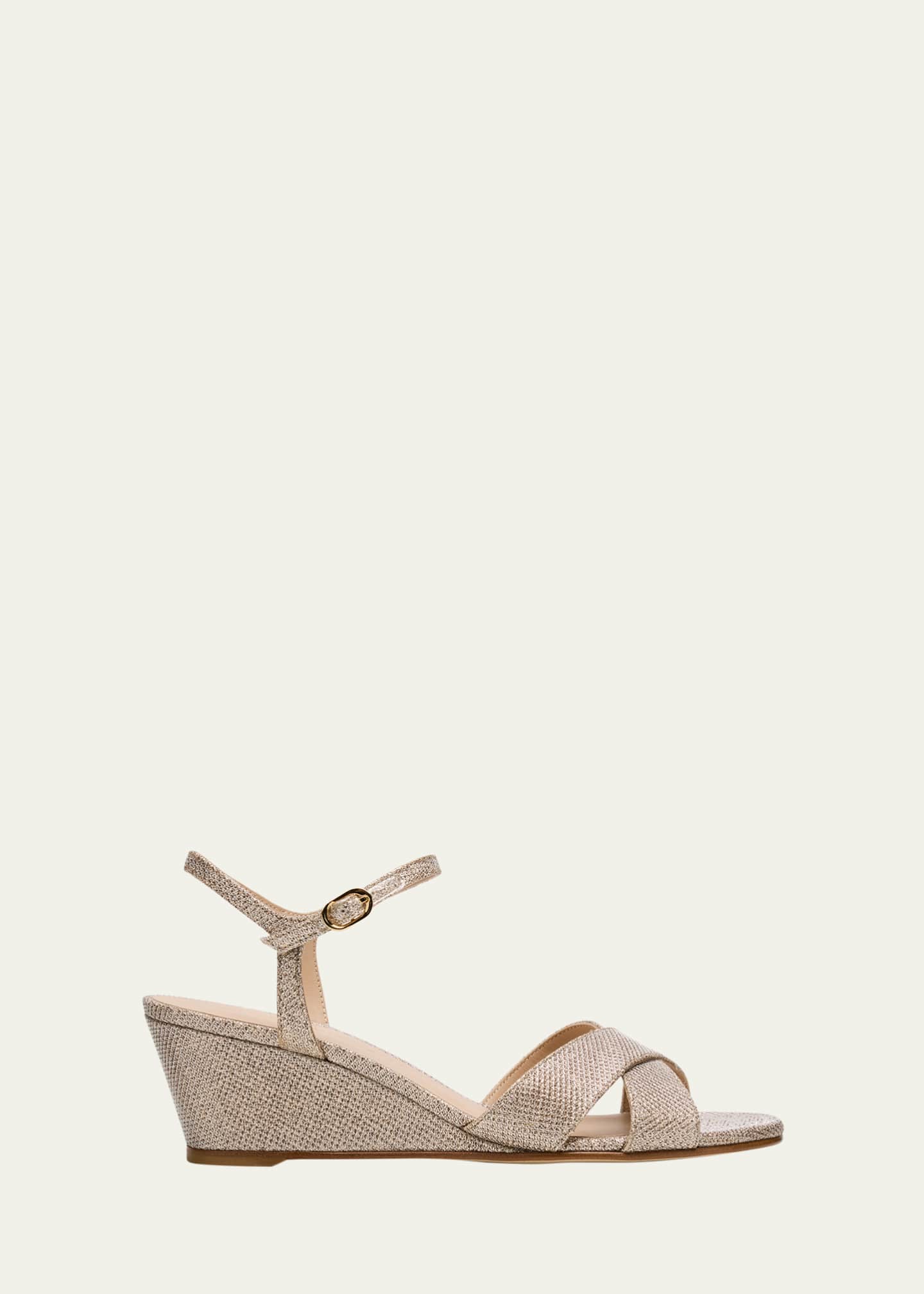 Stuart Weitzman Dayna Metallic Crisscross Wedge Sandals Image 1 of 6
