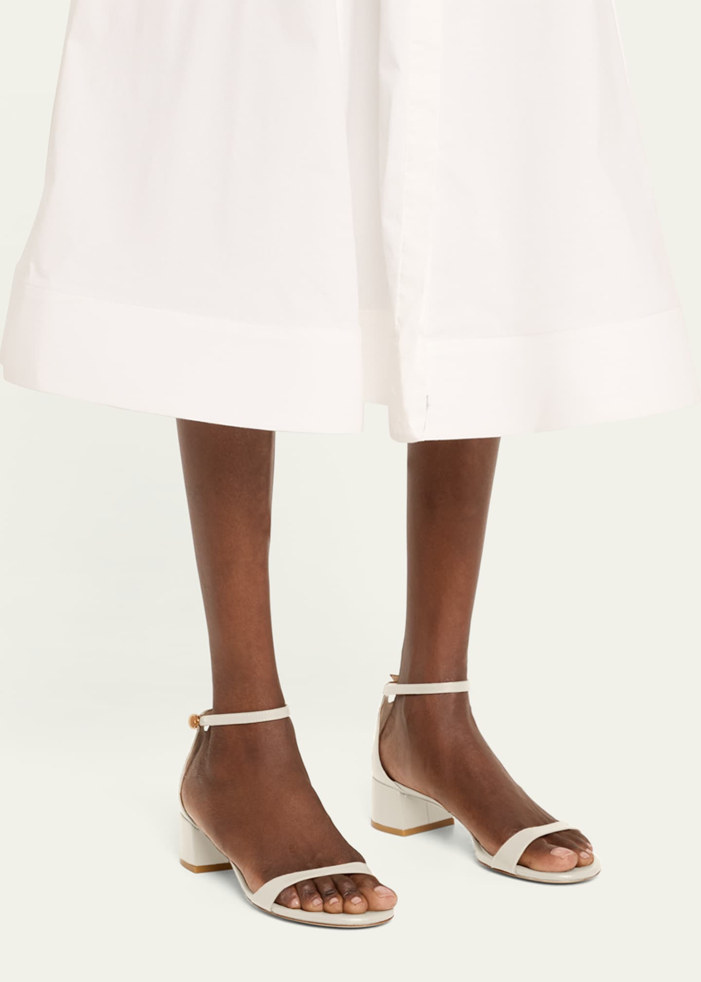 Stuart Weitzman Nudist Leather Ankle-Strap Sandals Image 2 of 6