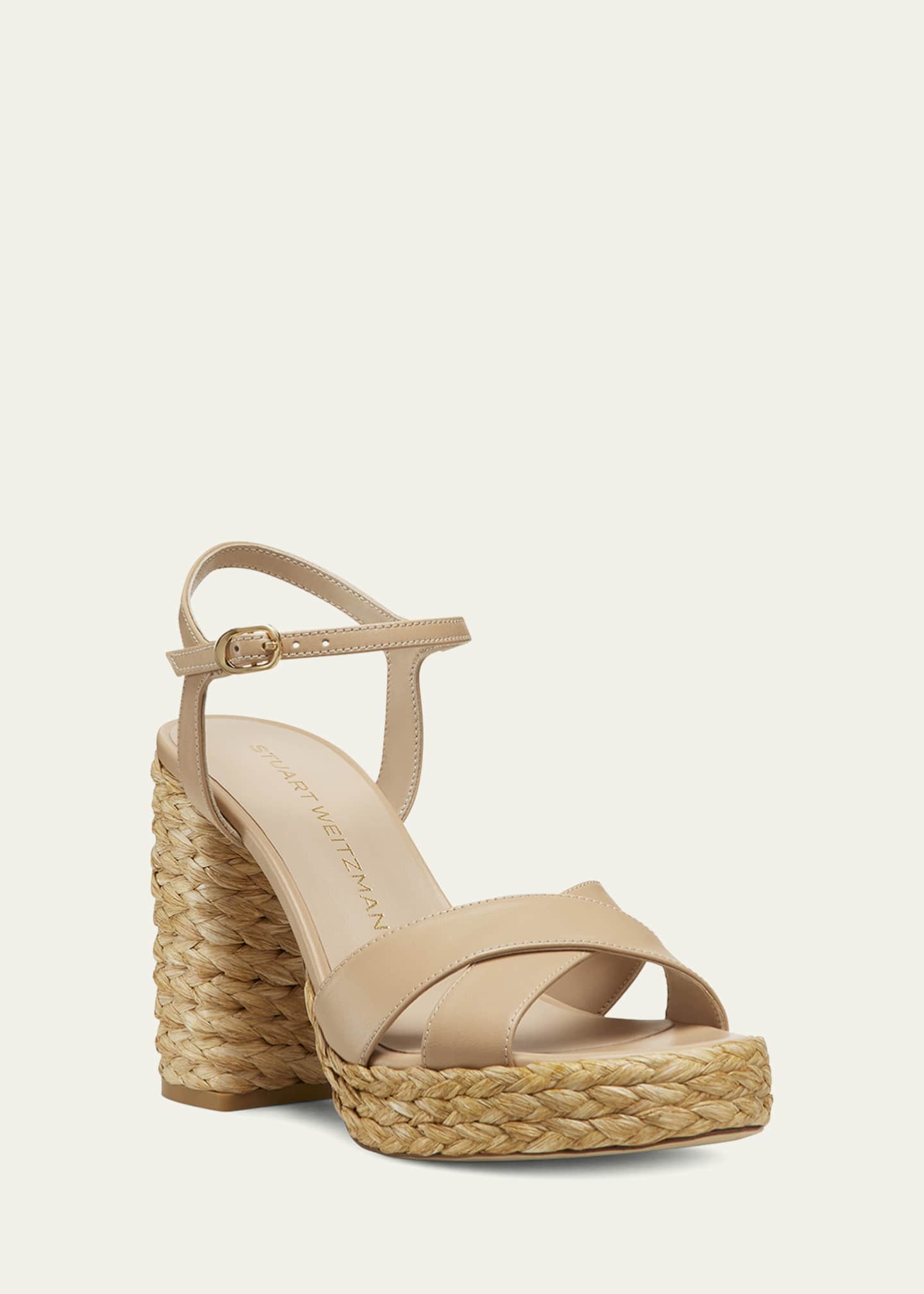 Stuart Weitzman Dayna Leather Crisscross Platform Sandals Image 2 of 5