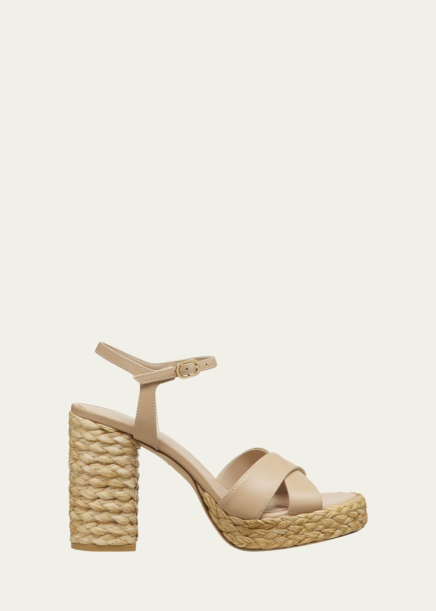 Stuart Weitzman Dayna Leather Crisscross Platform Sandals Image 1 of 5
