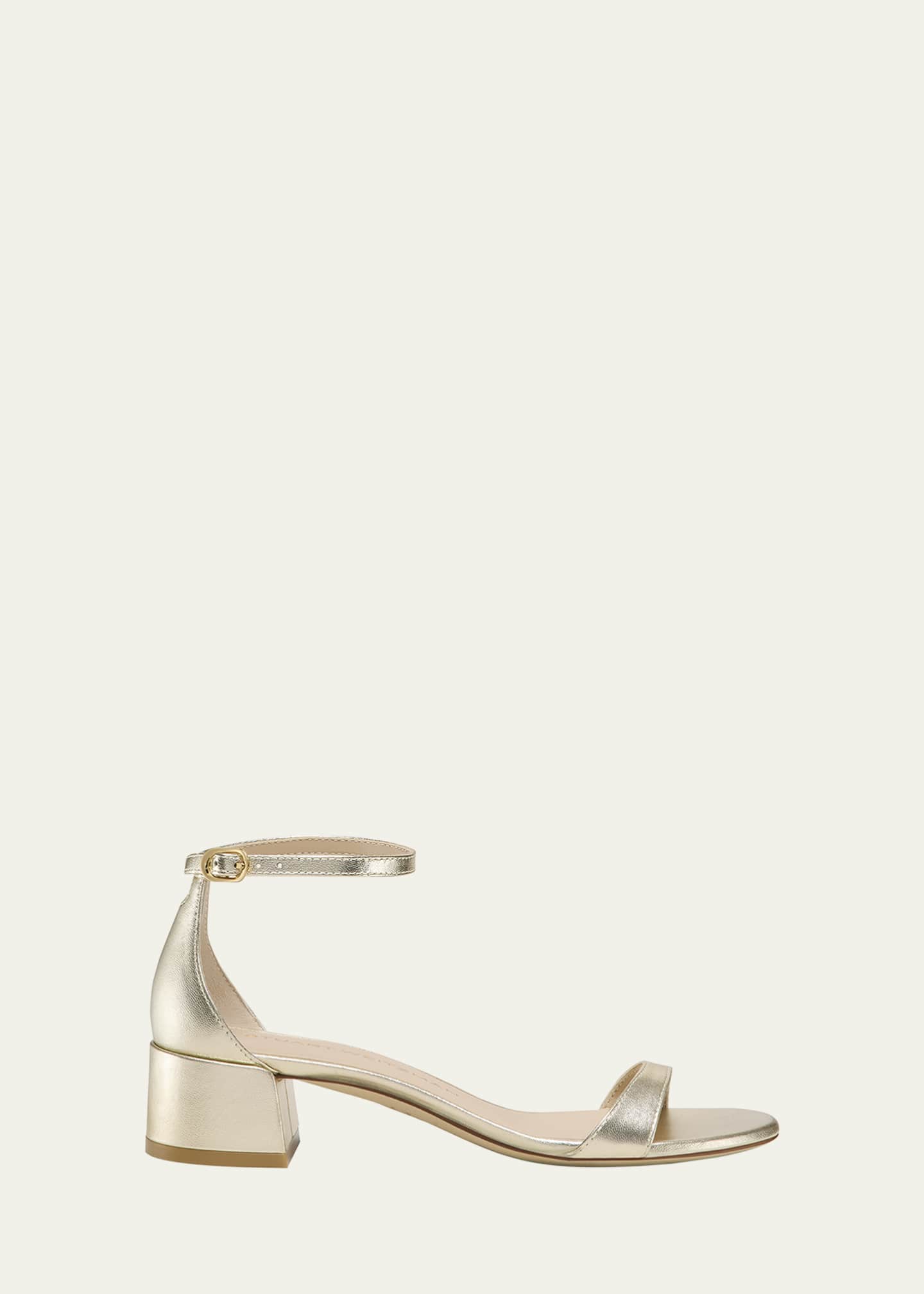 Stuart Weitzman Nudist Metallic Ankle-Strap Sandals Image 1 of 3