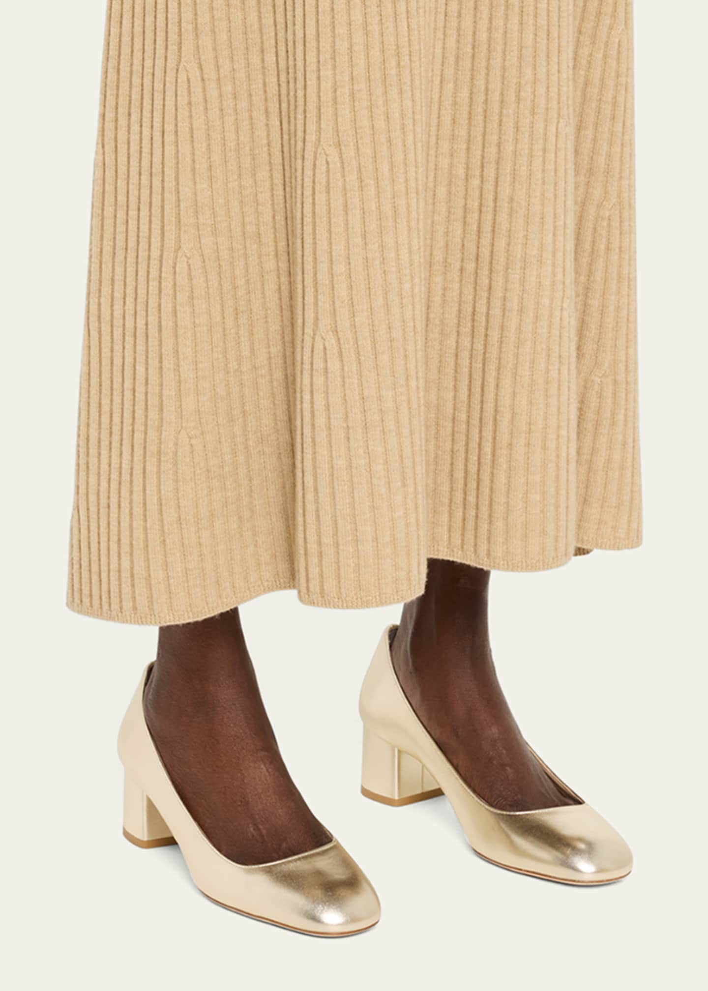 Stuart Weitzman Maeve Metallic Block-Heel Pumps Image 2 of 6