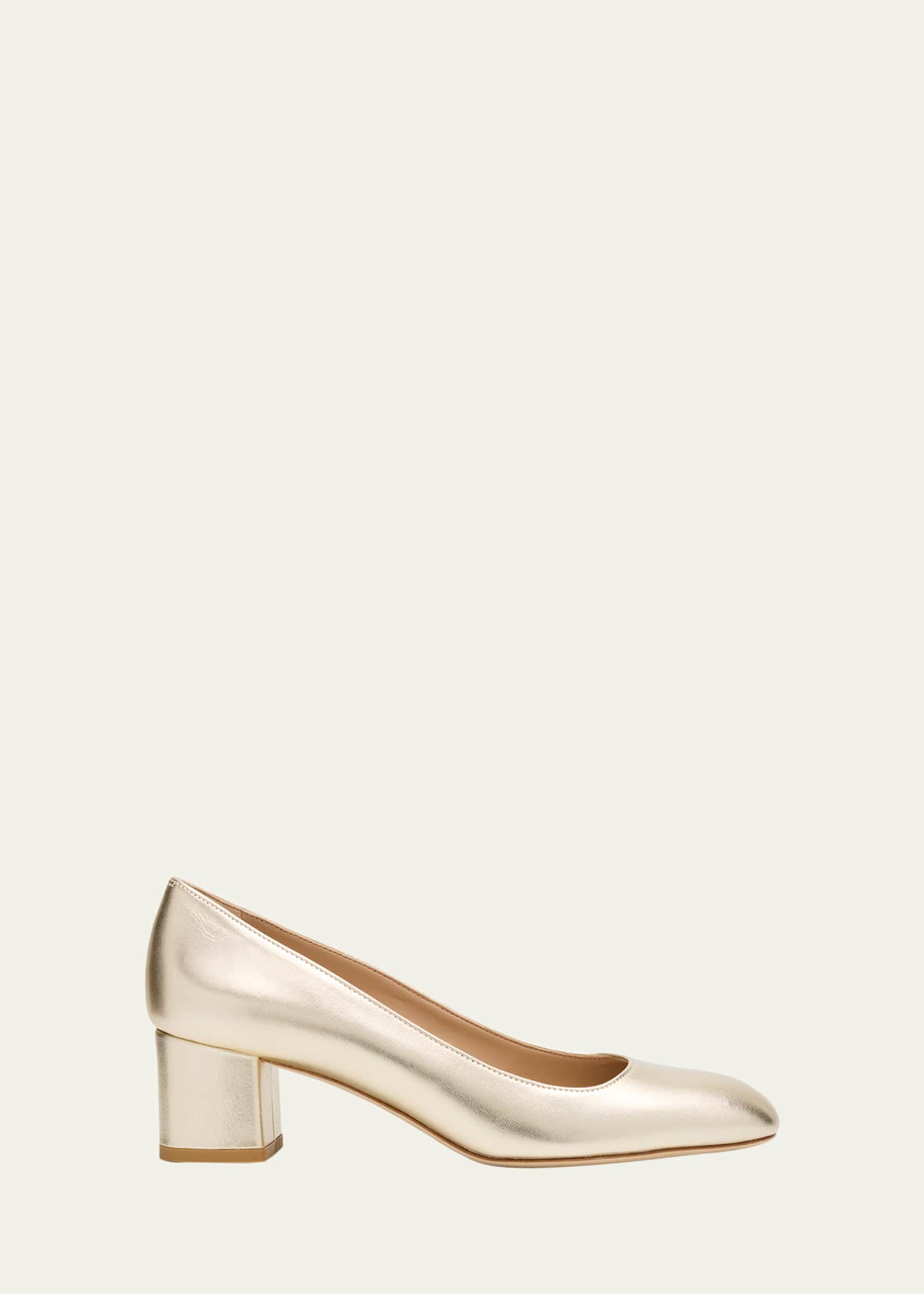 Stuart Weitzman Maeve Metallic Block-Heel Pumps Image 1 of 6