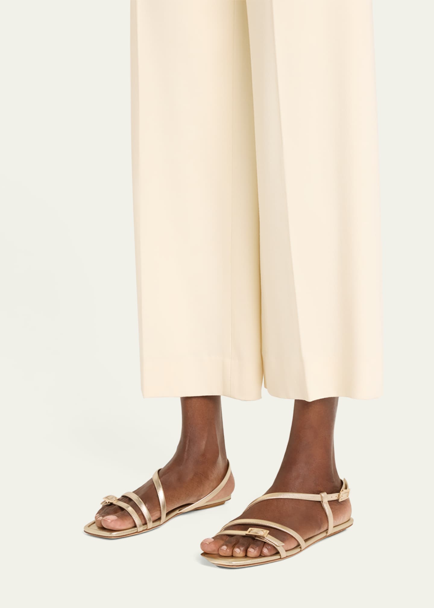 Stuart Weitzman Georgie Metallic Strappy Flat Sandals Image 2 of 6
