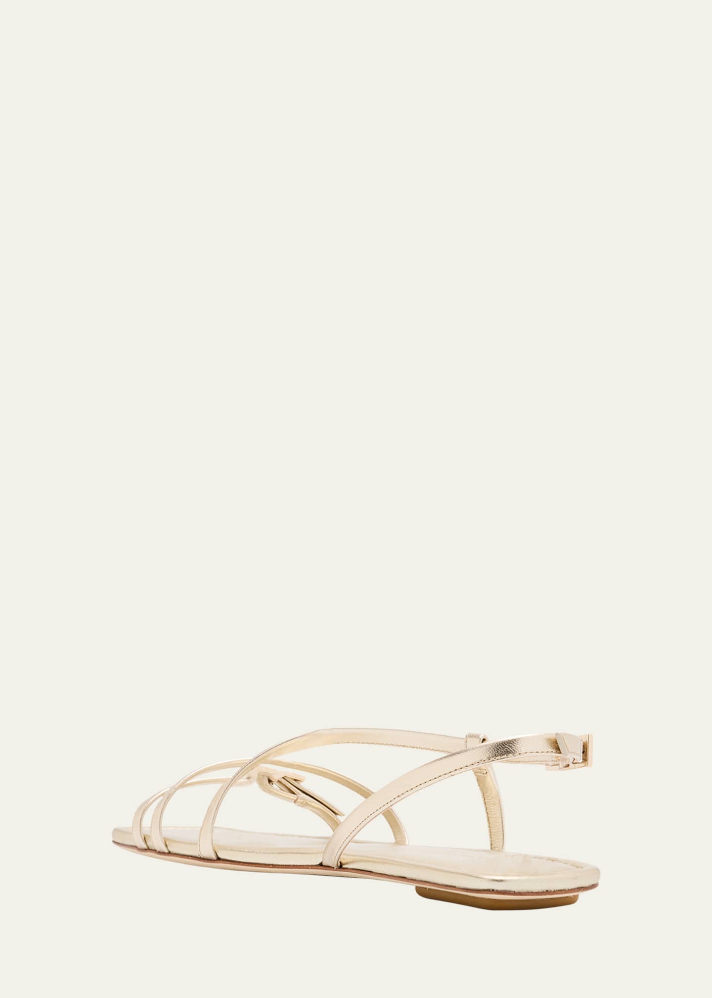 Stuart Weitzman Georgie Metallic Strappy Flat Sandals Image 4 of 6