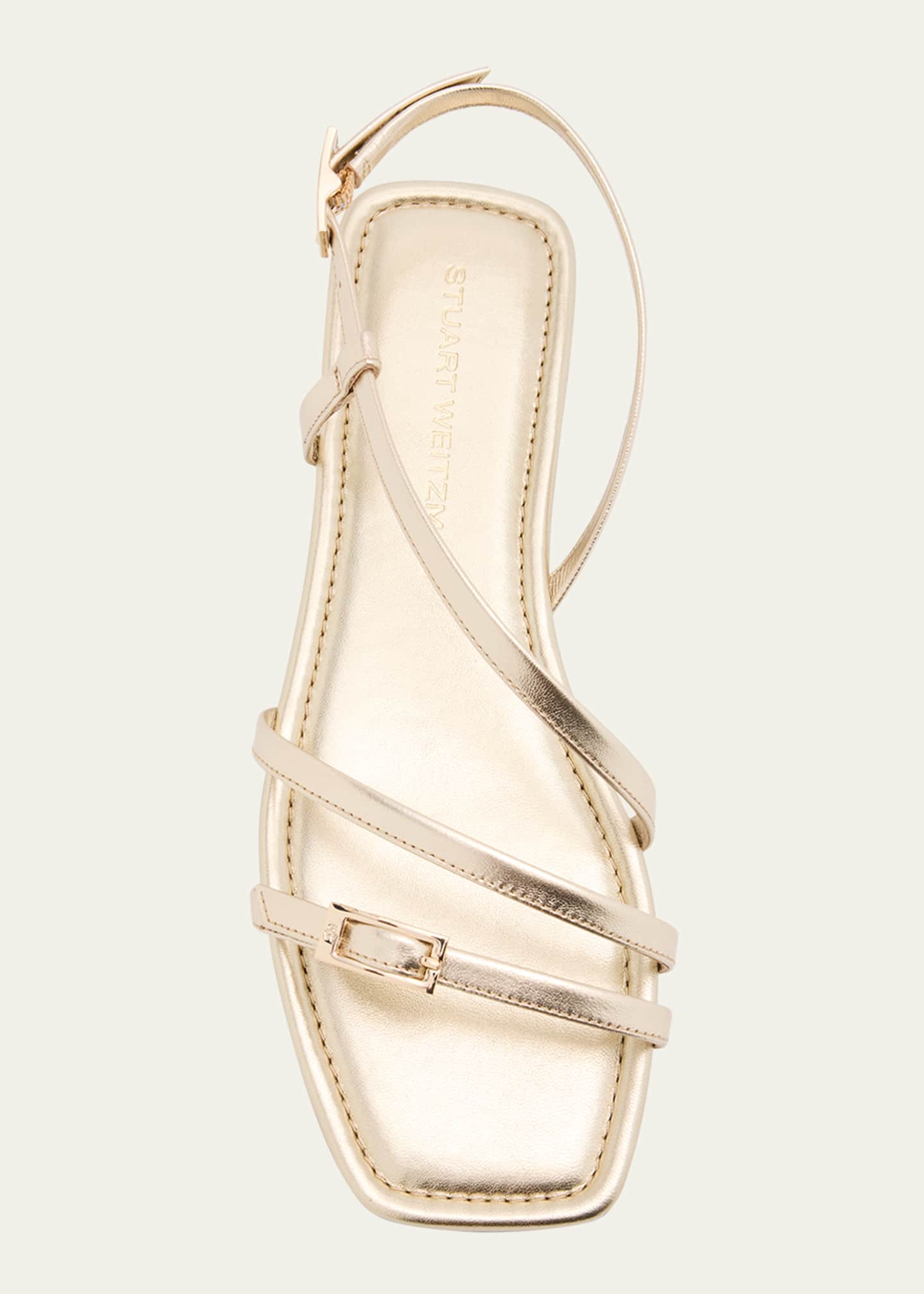 Stuart Weitzman Georgie Metallic Strappy Flat Sandals Image 6 of 6