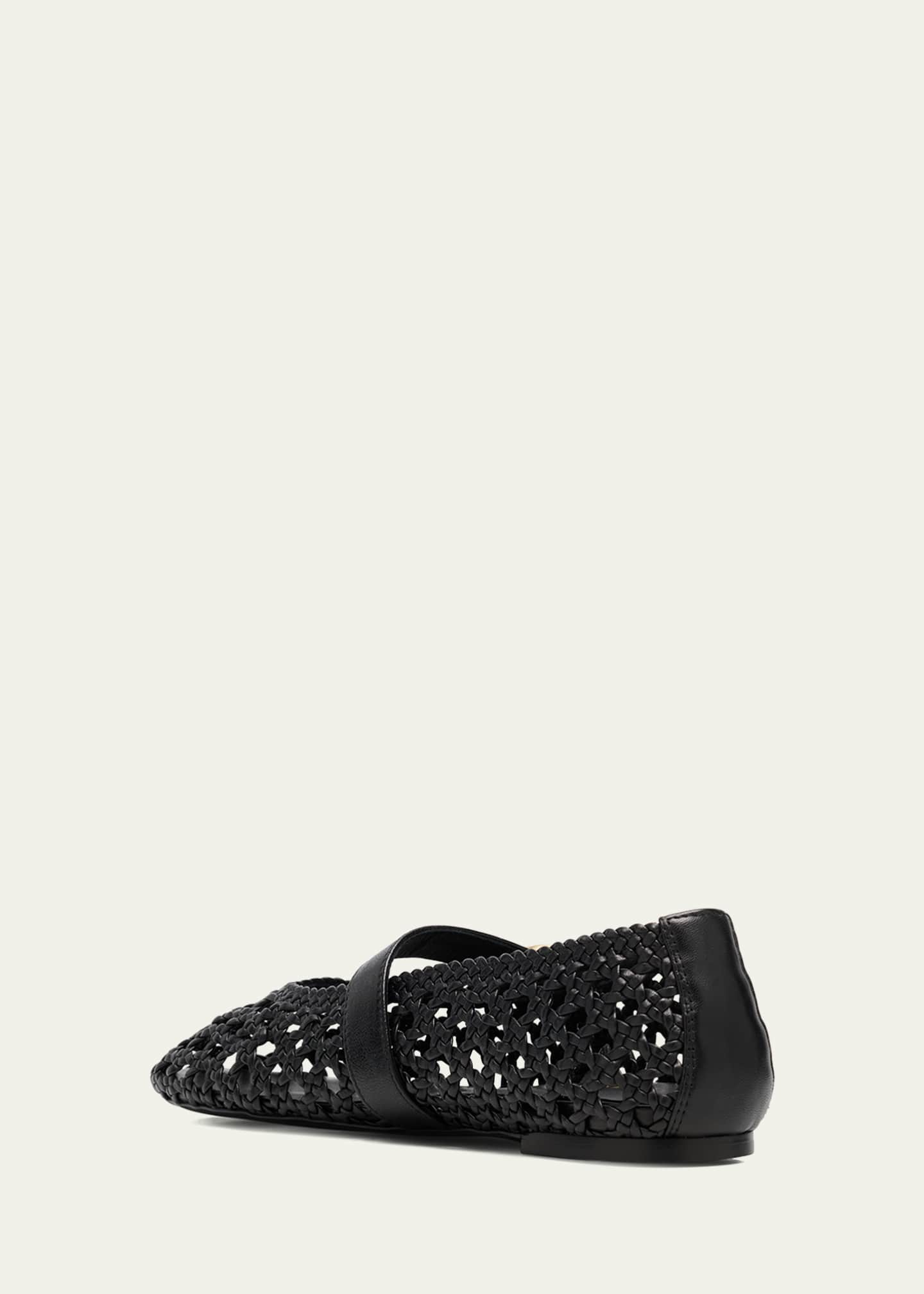 Stuart Weitzman Thea Woven Leather Mary Jane Ballerina Flats Image 4 of 6