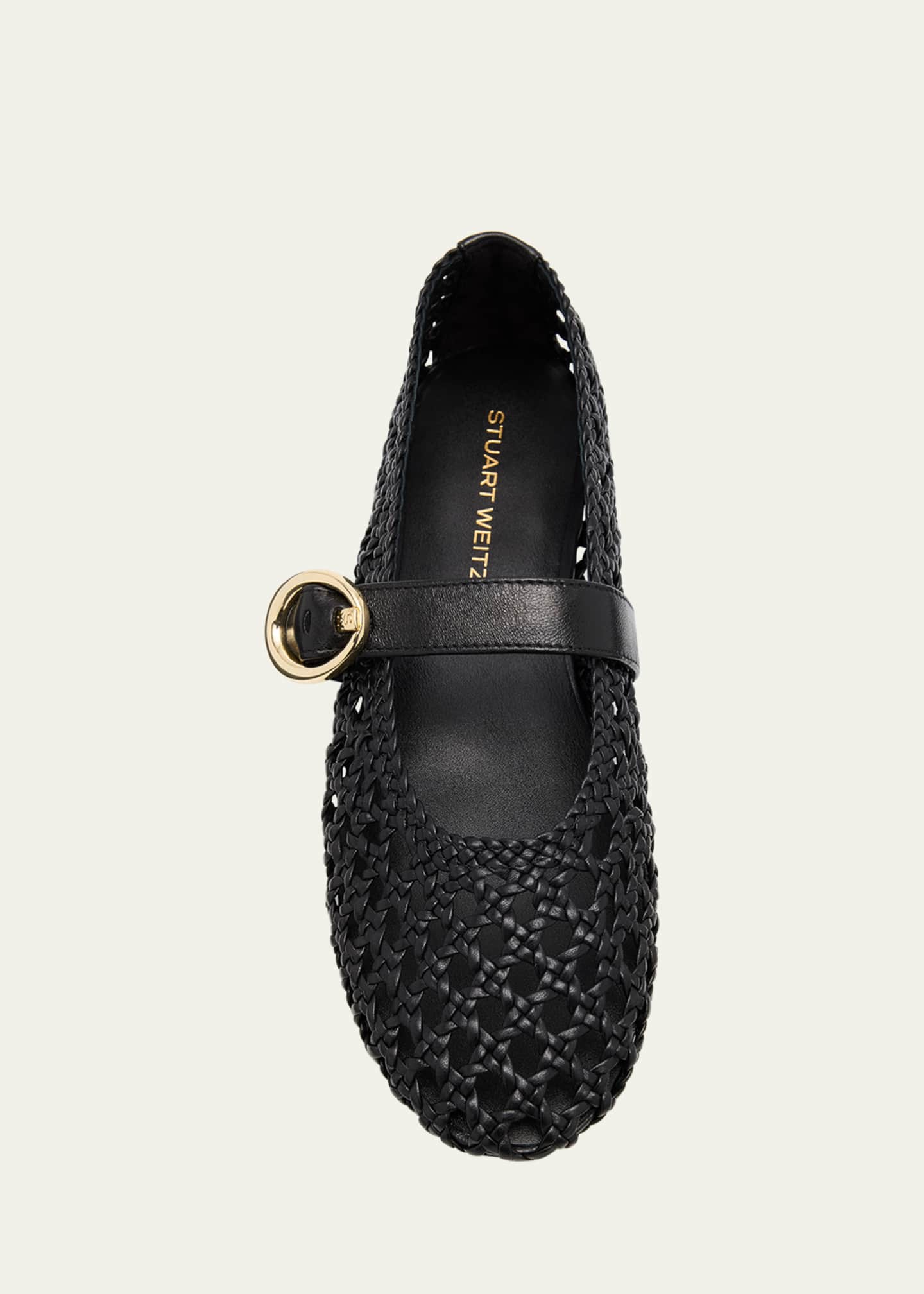 Stuart Weitzman Thea Woven Leather Mary Jane Ballerina Flats Image 6 of 6