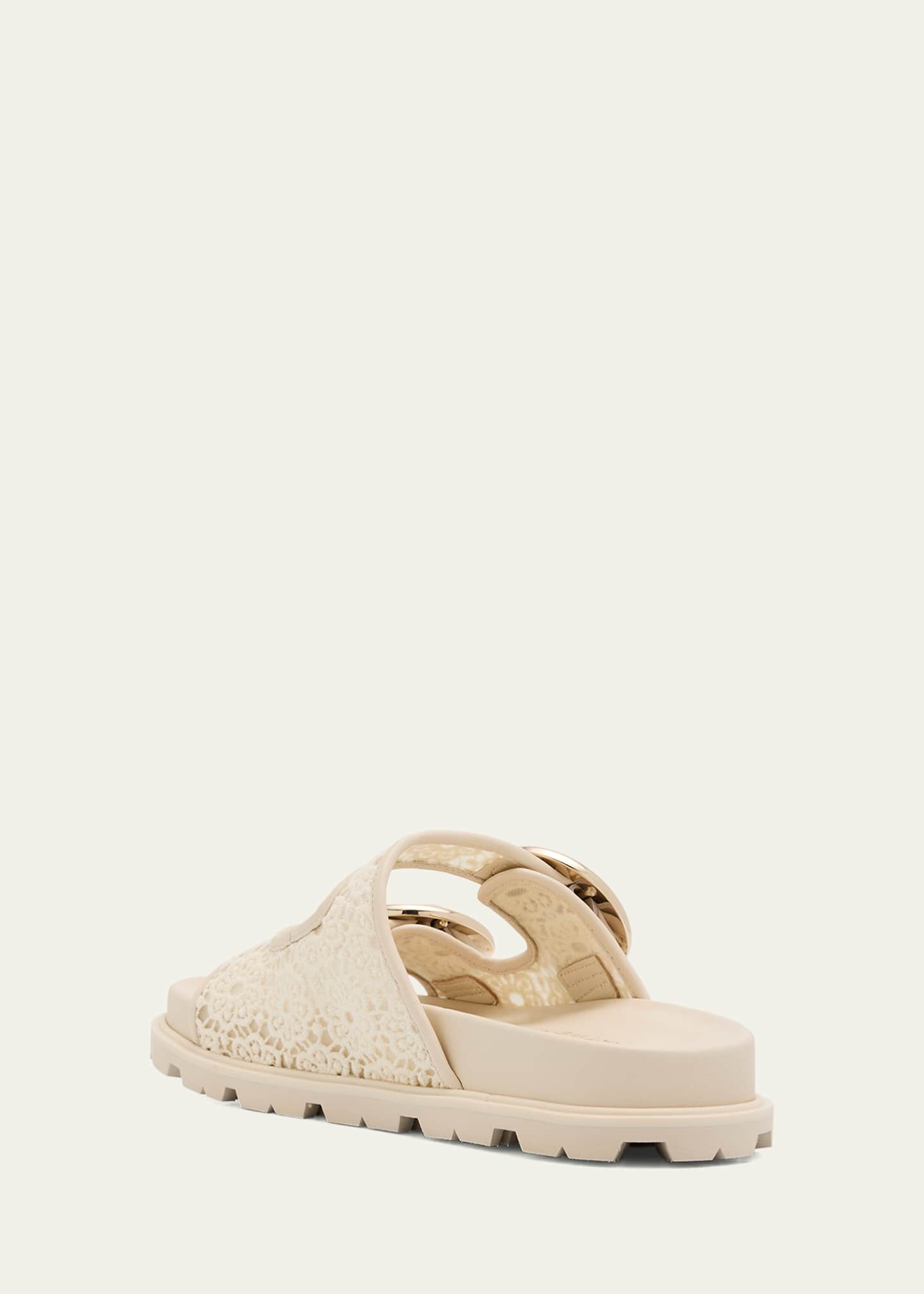 Stuart Weitzman Benni Lace Double-Buckle Slide Sandals Image 4 of 6