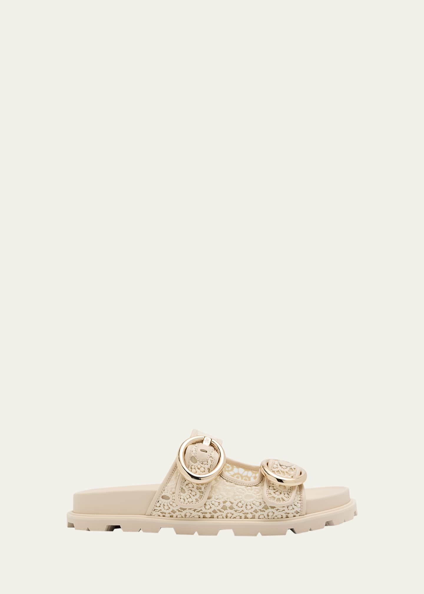 Stuart Weitzman Benni Lace Double-Buckle Slide Sandals Image 1 of 6