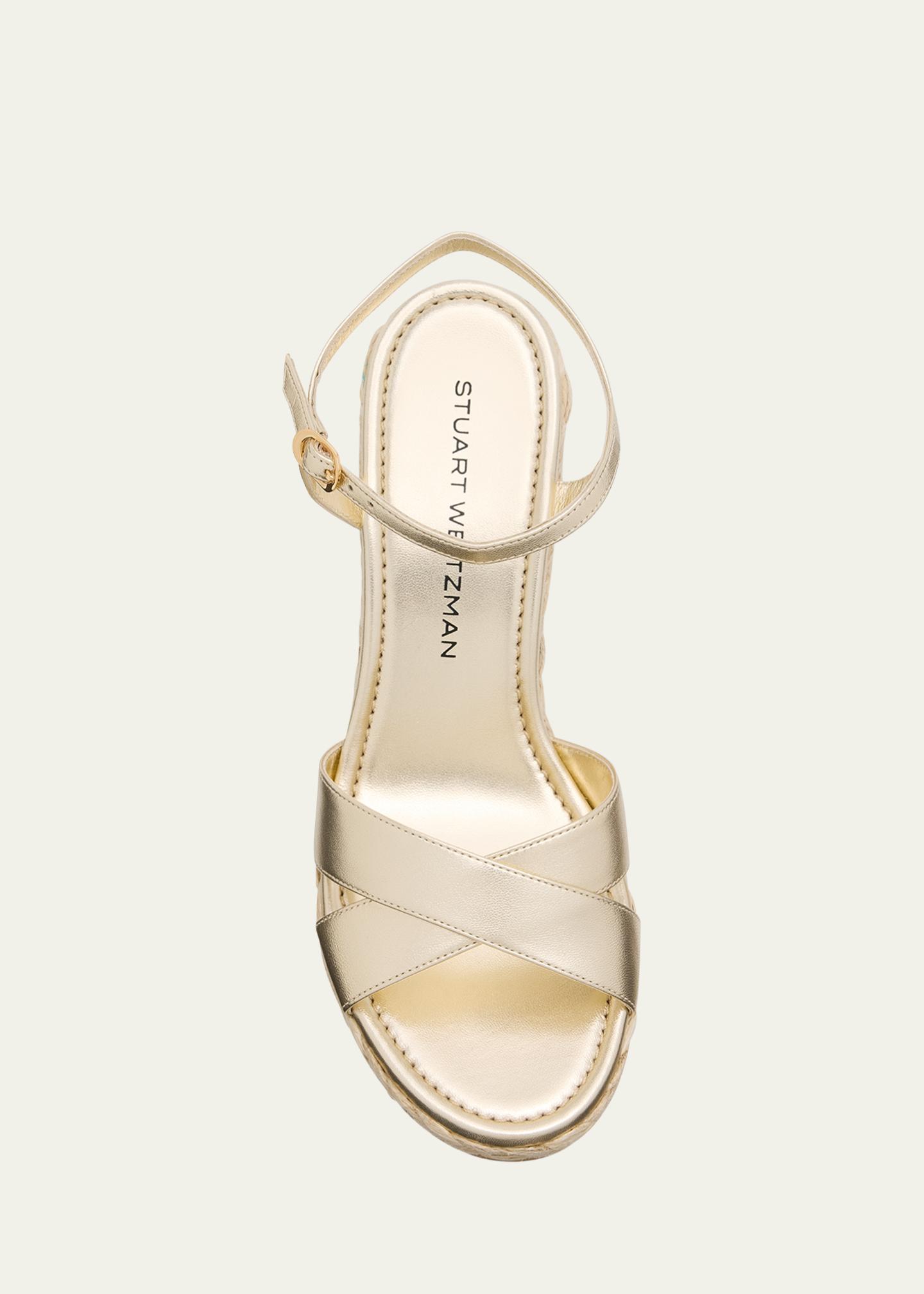 Stuart Weitzman Dayna Metallic Crisscross Espadrille Sandals