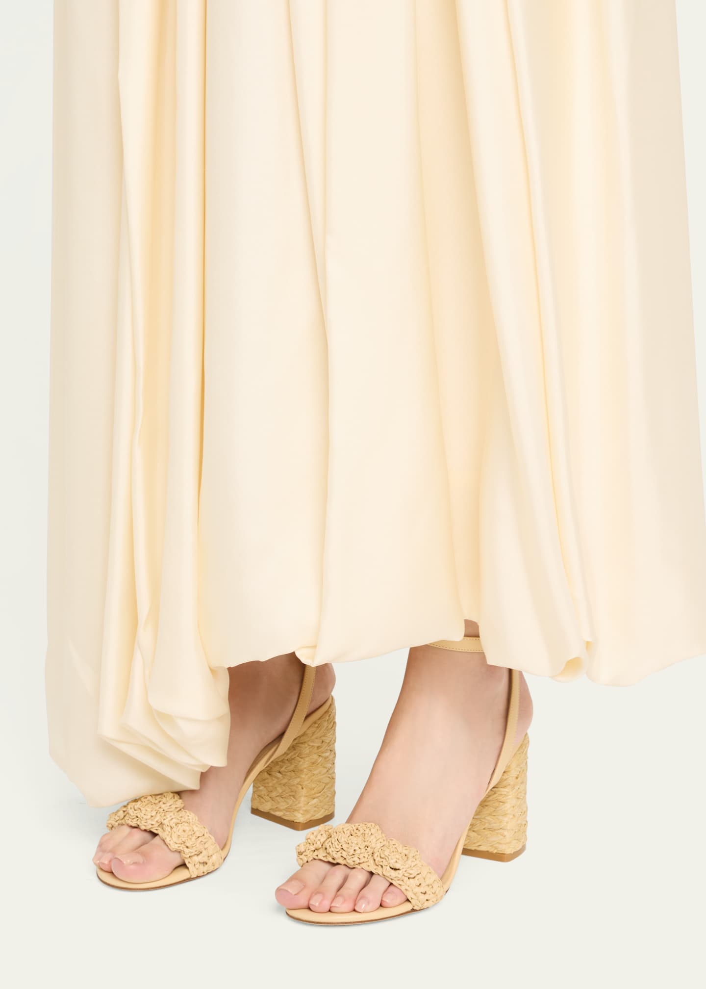 Stuart Weitzman Magnolia Floral Raffia Ankle-Strap Sandals