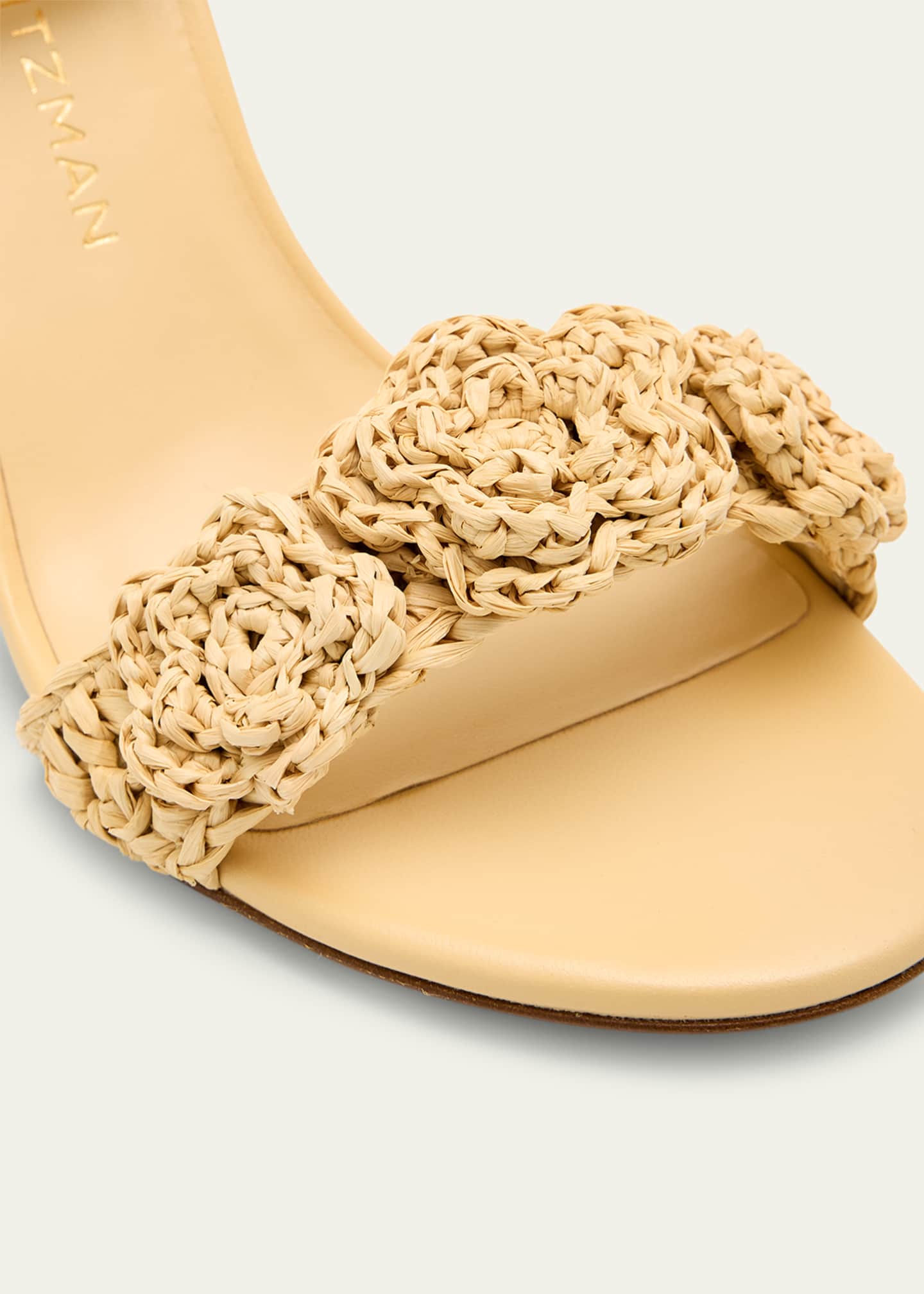 Stuart Weitzman Magnolia Floral Raffia Ankle-Strap Sandals