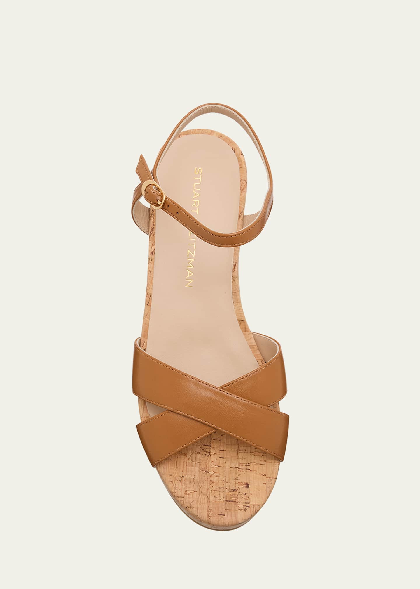Stuart Weitzman Dayna Leather Crisscross Wedge Sandals Image 6 of 6