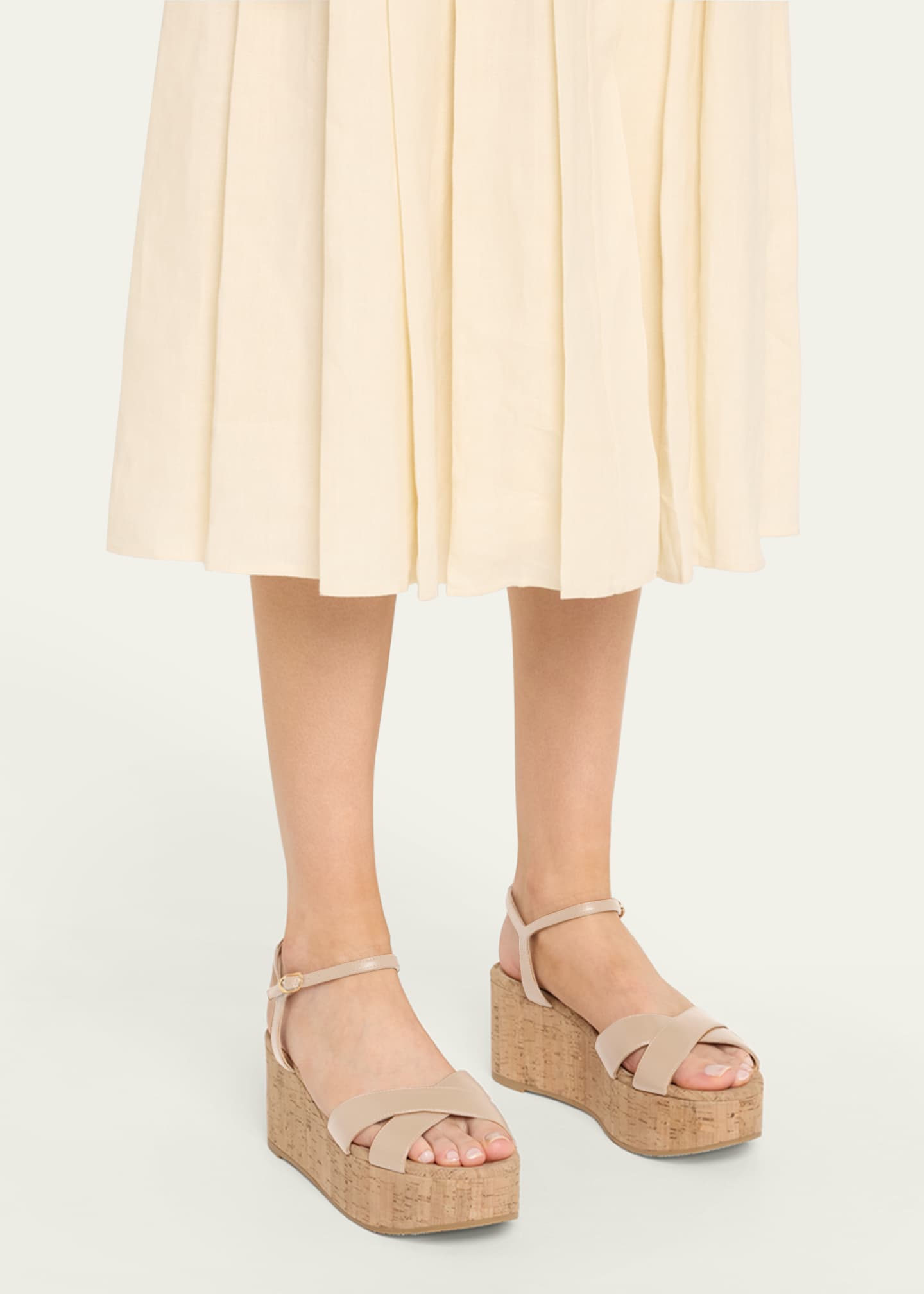 Stuart Weitzman Dayna Leather Crisscross Wedge Sandals Image 2 of 6