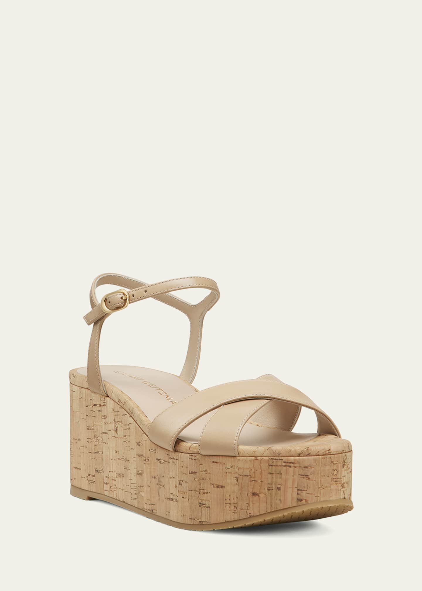 Stuart Weitzman Dayna Leather Crisscross Wedge Sandals Image 3 of 6