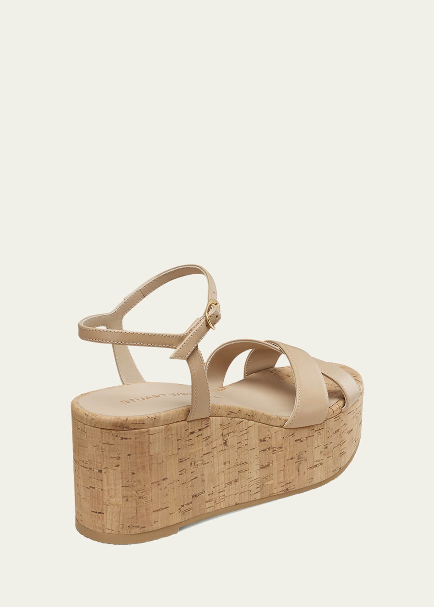 Stuart Weitzman Dayna Leather Crisscross Wedge Sandals Image 4 of 6