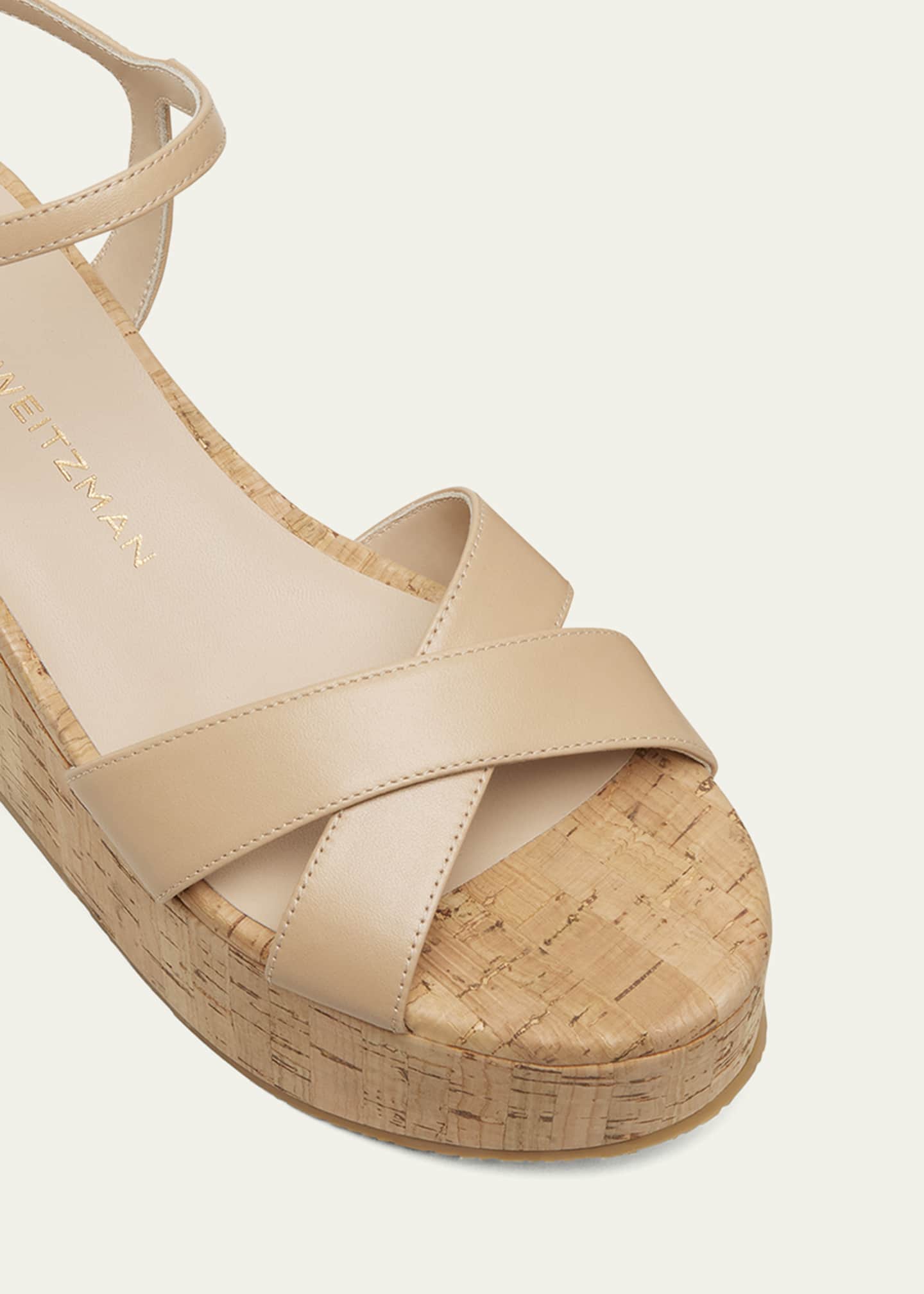 Stuart Weitzman Dayna Leather Crisscross Wedge Sandals Image 5 of 6