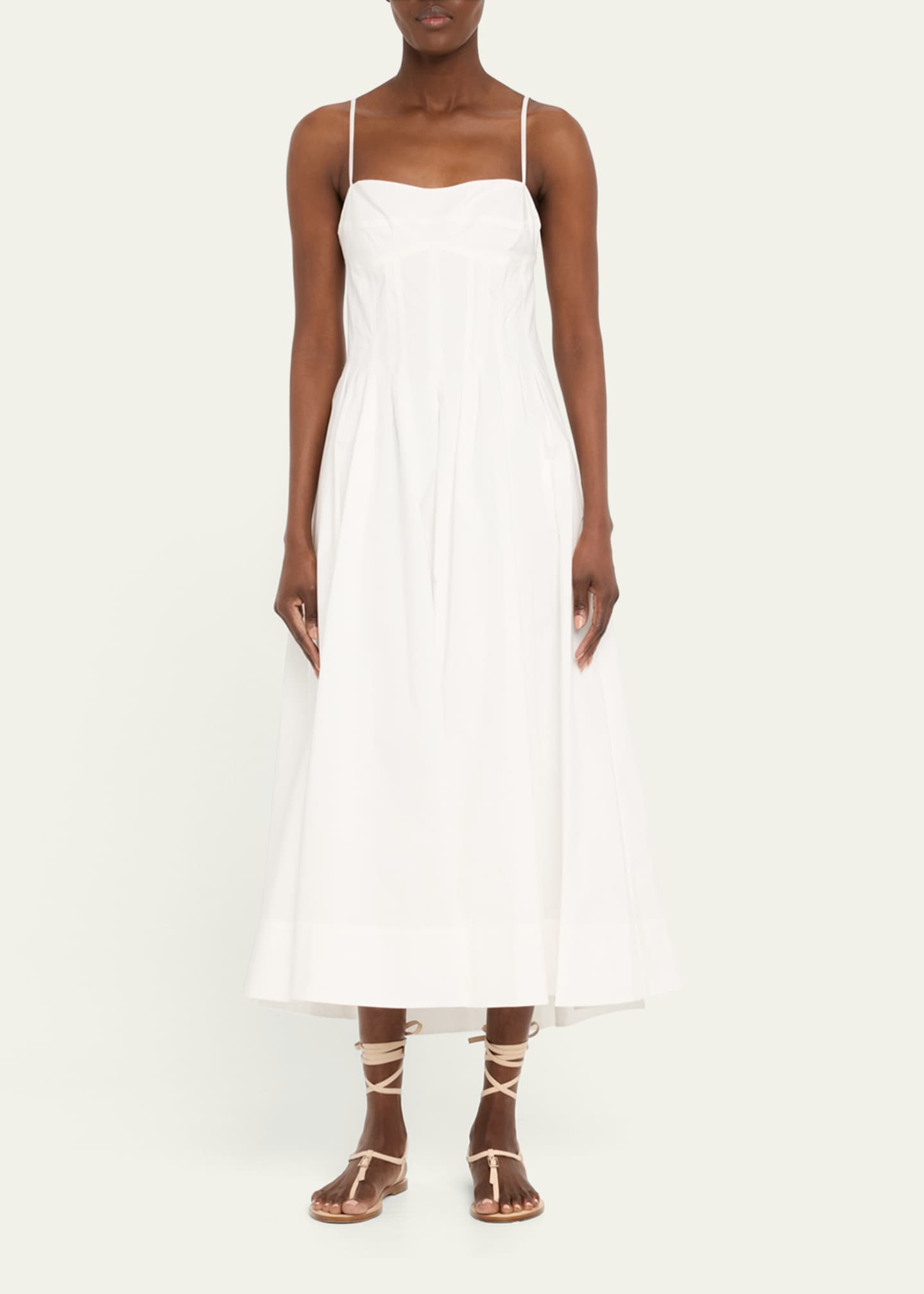 Stuart Weitzman Georgie Leather Ankle-Wrap Flat Sandals Image 3 of 6