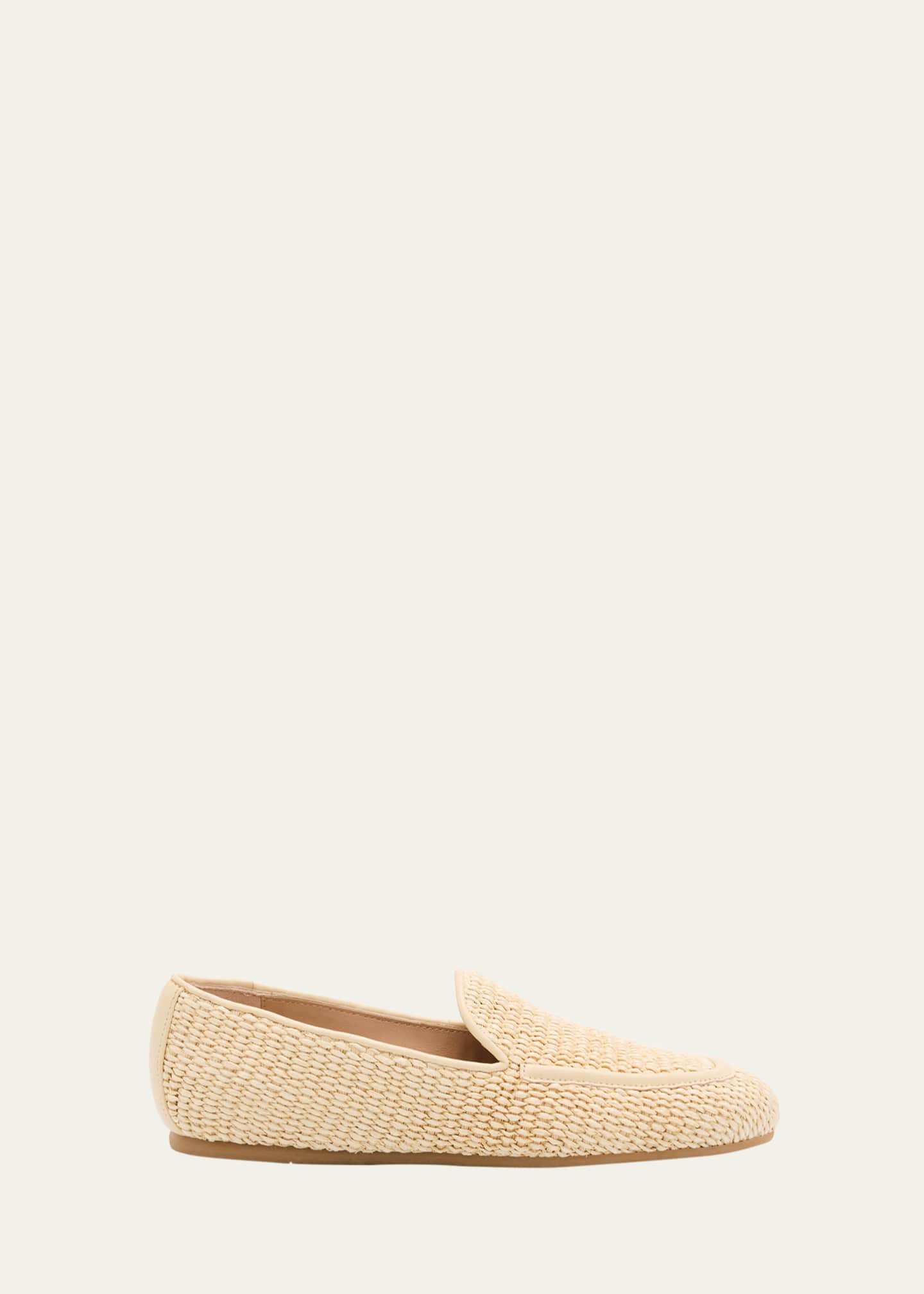 Stuart Weitzman Lee Woven Raffia Slip-On Loafers Image 1 of 6