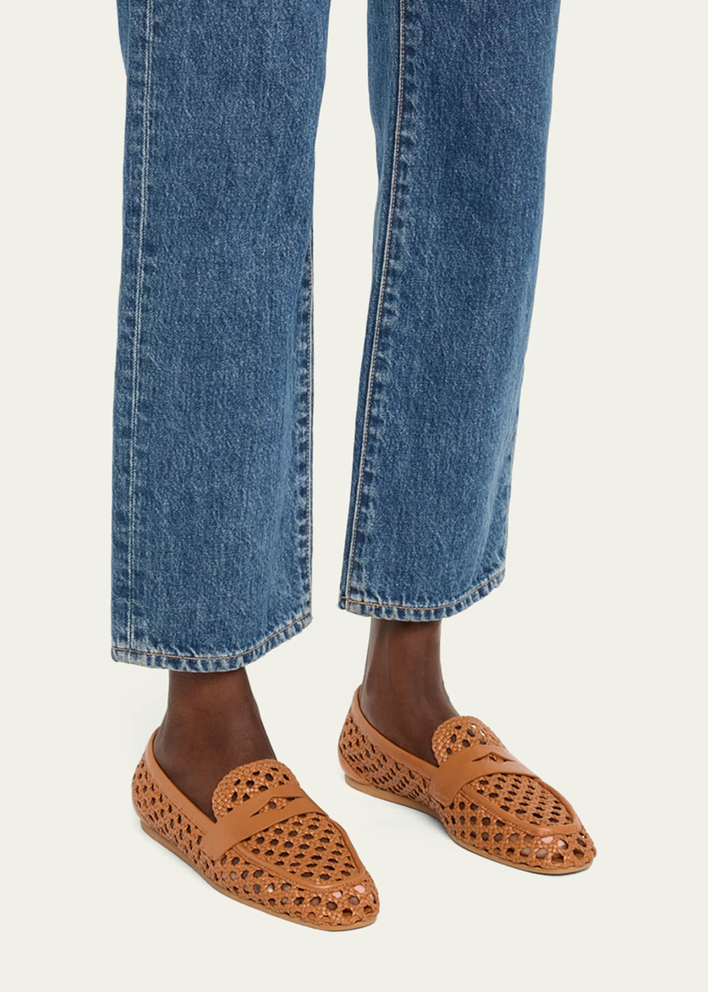 Stuart Weitzman Tea Woven Leather Loafers Image 2 of 6