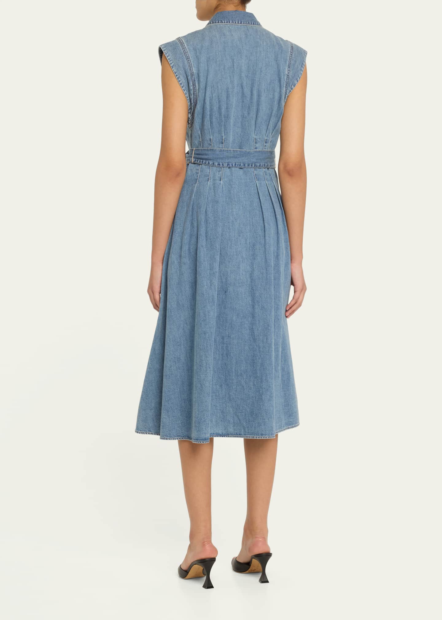 Veronica Beard Loreta Belted Denim Midi Dress Image 3 of 5