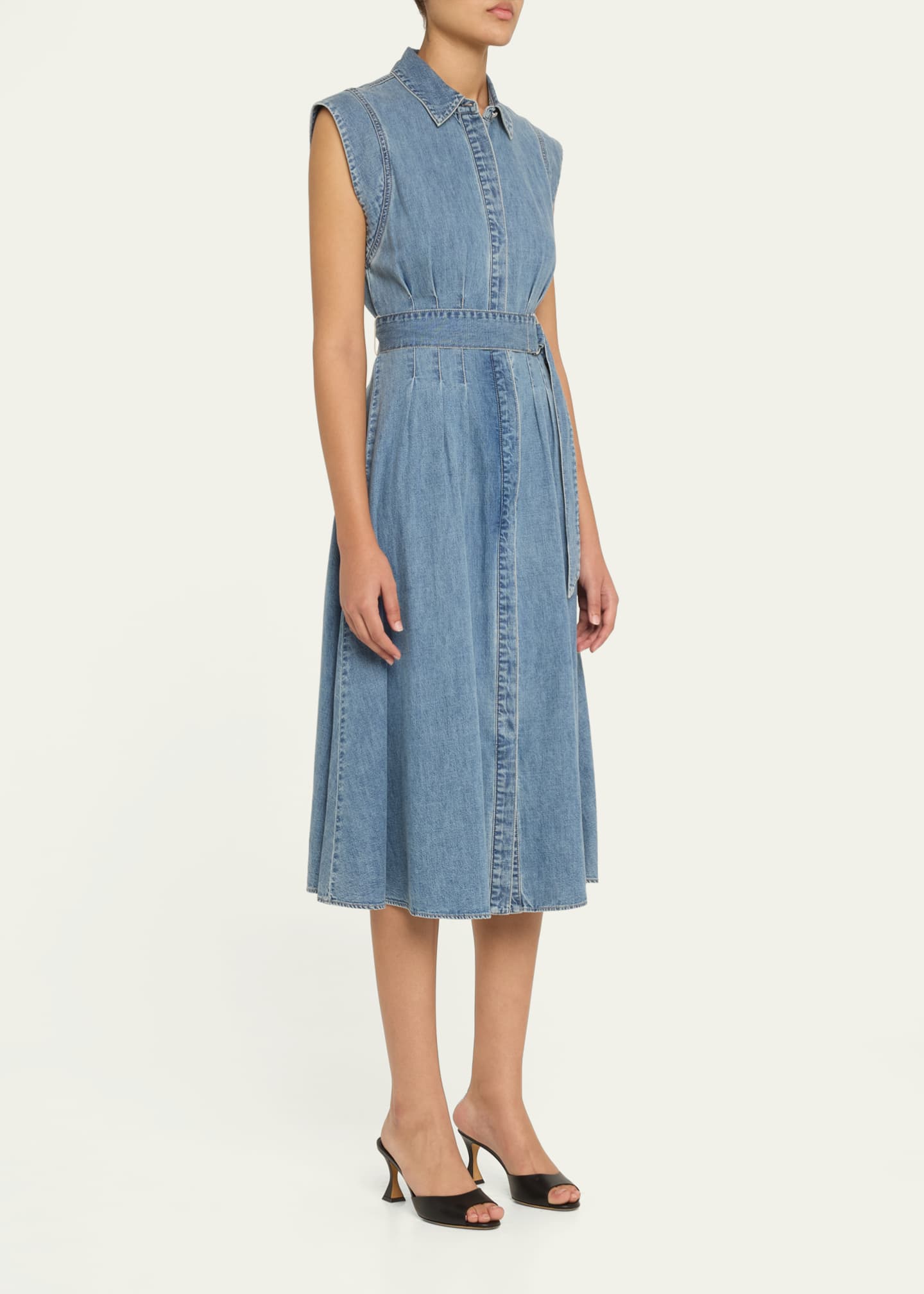 Veronica Beard Loreta Belted Denim Midi Dress Image 4 of 5