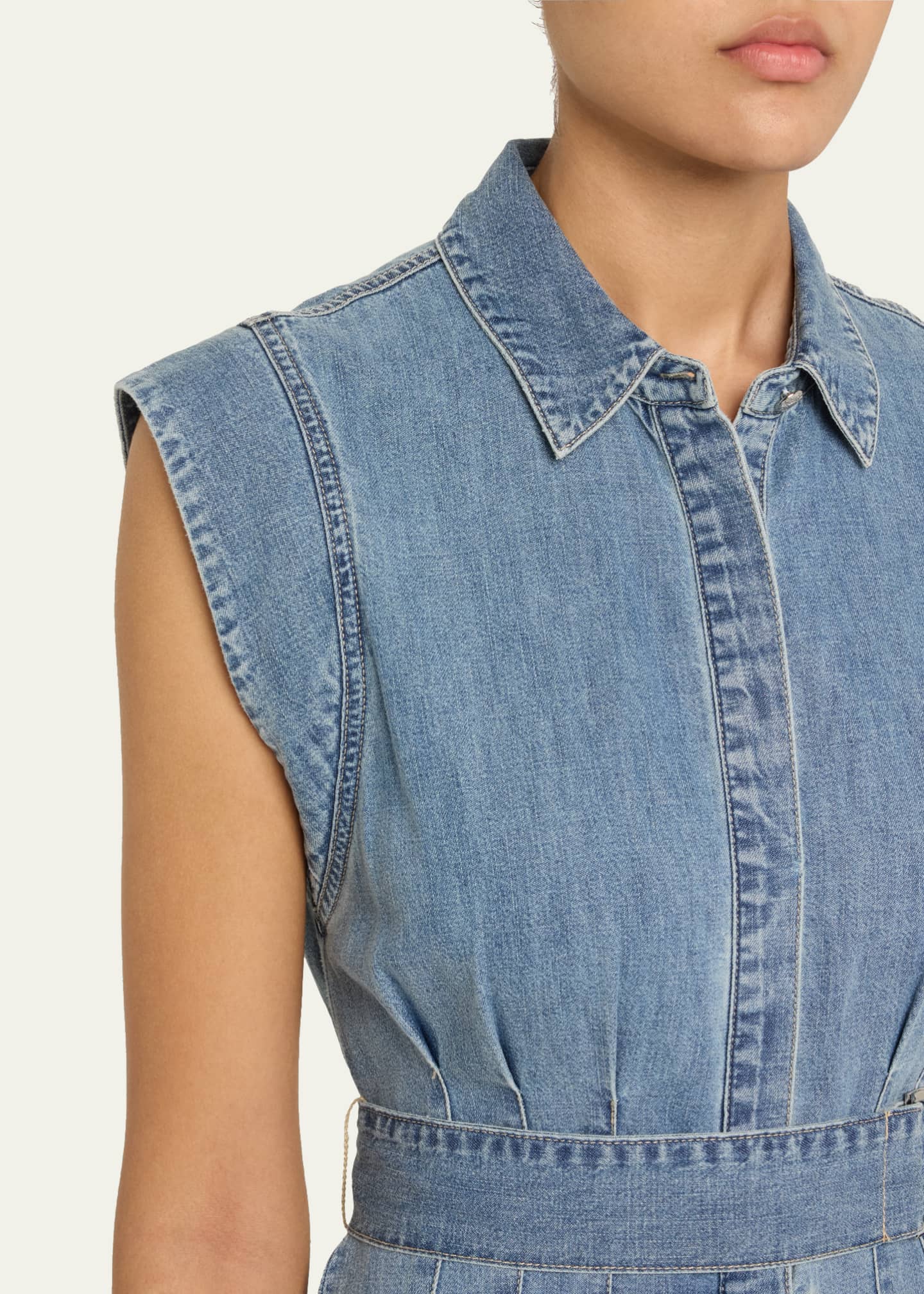 Veronica Beard Loreta Belted Denim Midi Dress Image 5 of 5