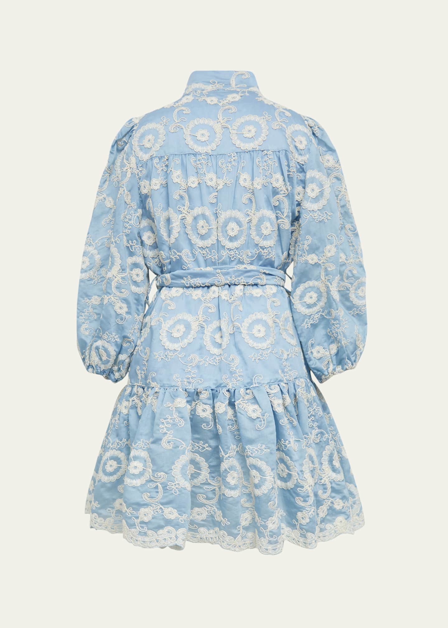 Bardot Junior Girl's Mila Floral-Embroidered Flounce Mini Shirtdress, Size 4-16 Image 2 of 2