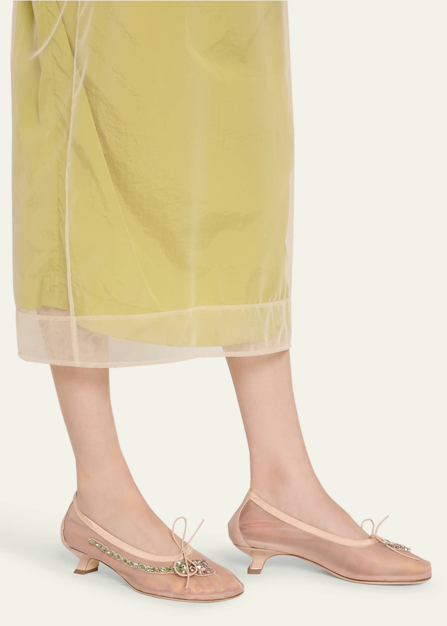 Simone Rocha Flower Embellished Mesh Ballerina Kitten Flats Image 2 of 6