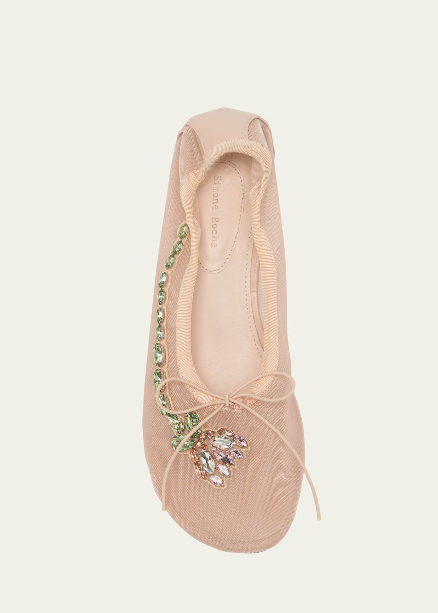 Simone Rocha Flower Embellished Mesh Ballerina Kitten Flats Image 6 of 6
