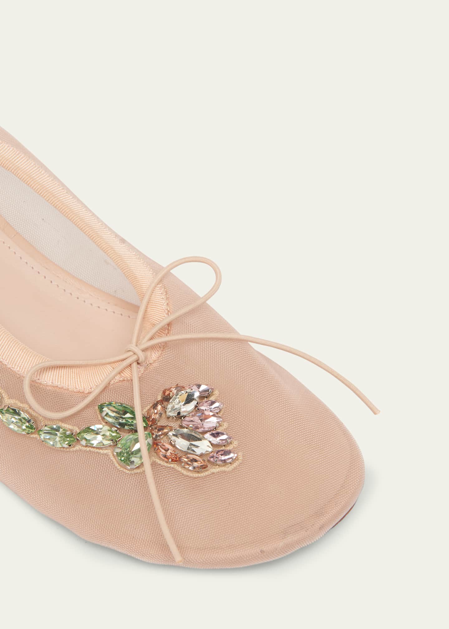 Simone Rocha Flower Embellished Mesh Ballerina Kitten Flats Image 5 of 6