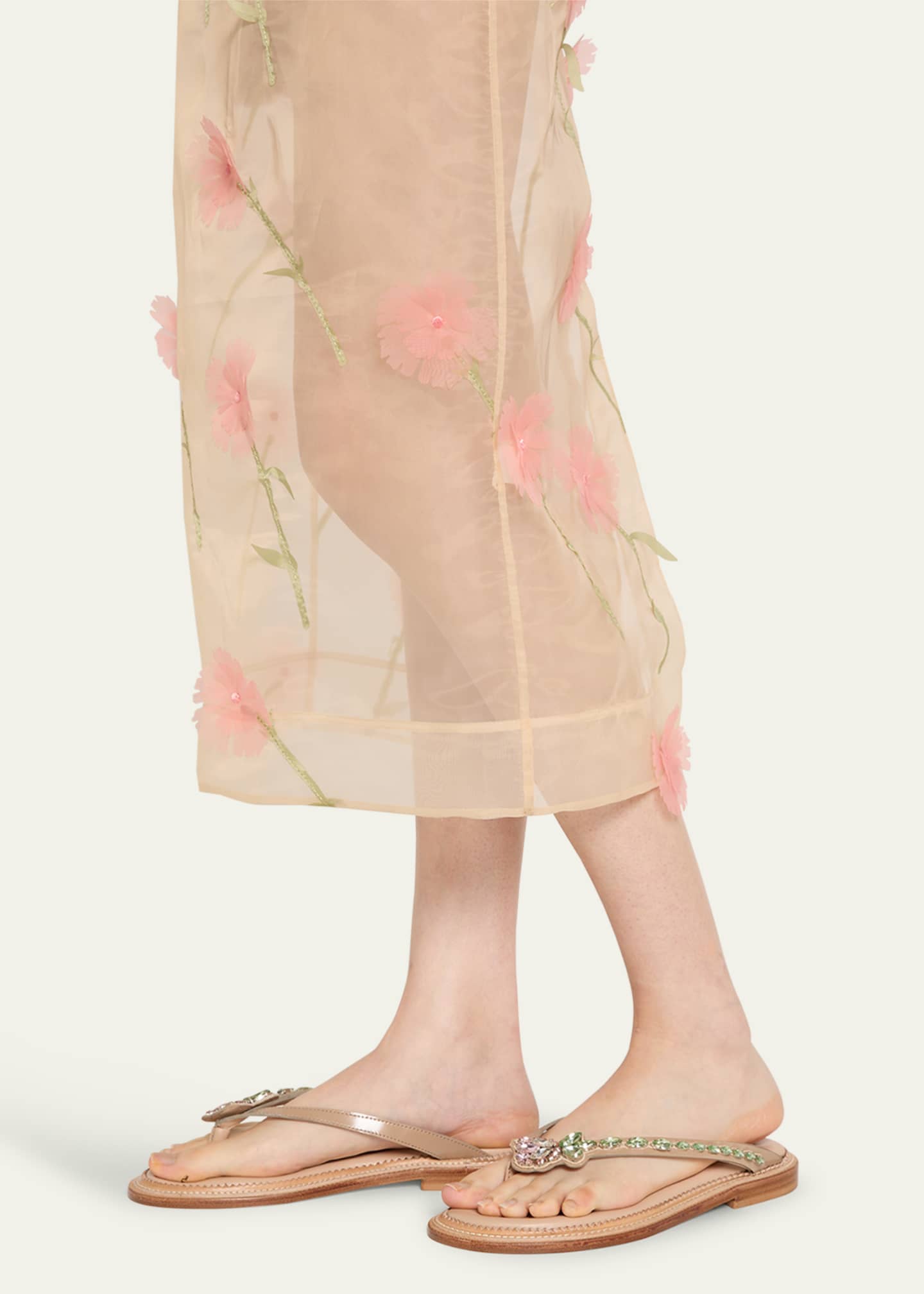 【Simone Rocha】ベージュ Embellished Flower ビーチサンダル Beige Embellished Flower Flip-Flops by Simone Rocha on Sale